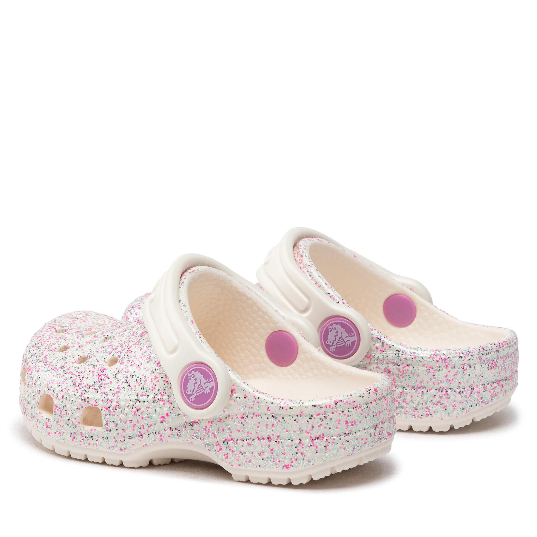 Crocs Чехли Classic Glitter Clog T 206992 Бял - Pepit.bg