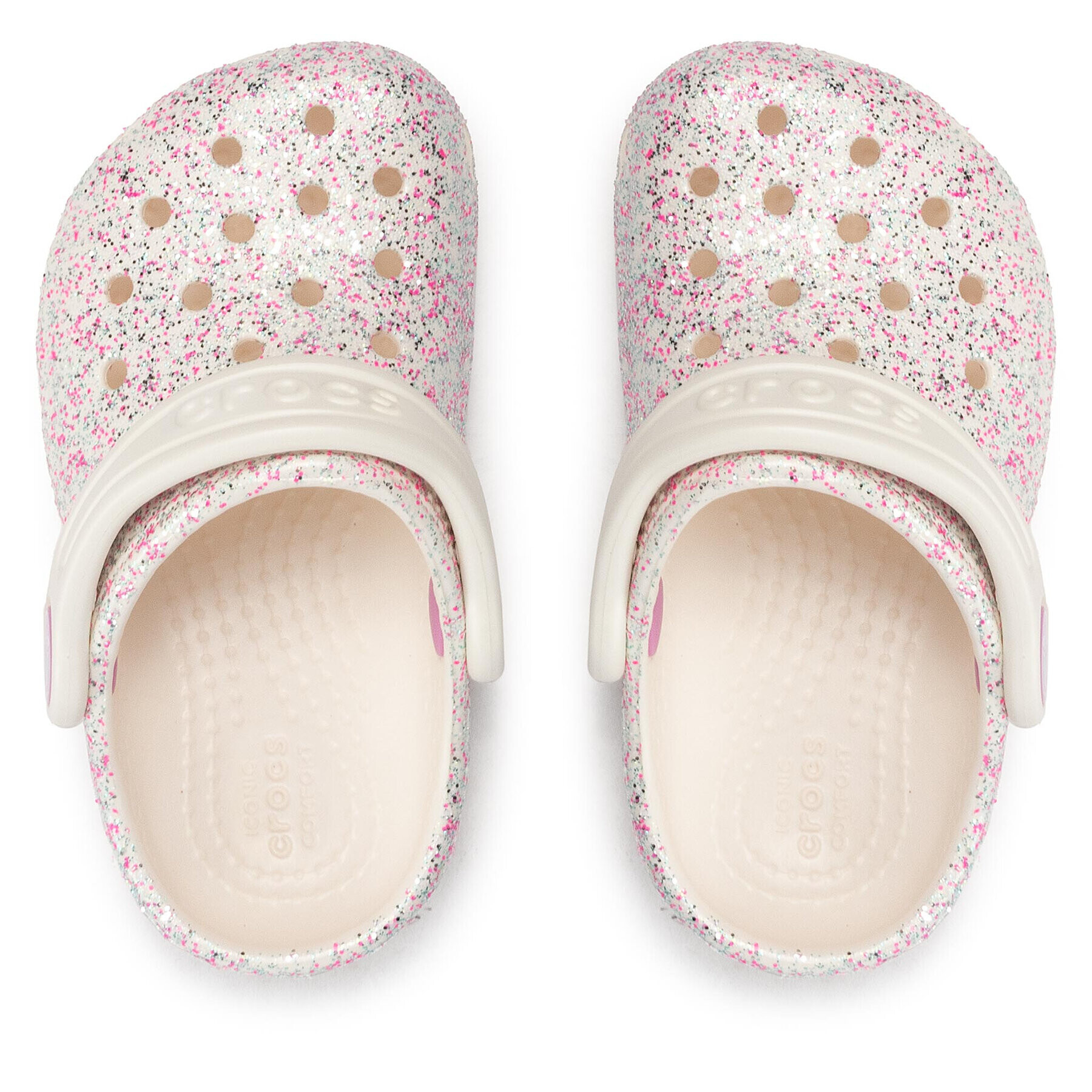 Crocs Чехли Classic Glitter Clog T 206992 Бял - Pepit.bg