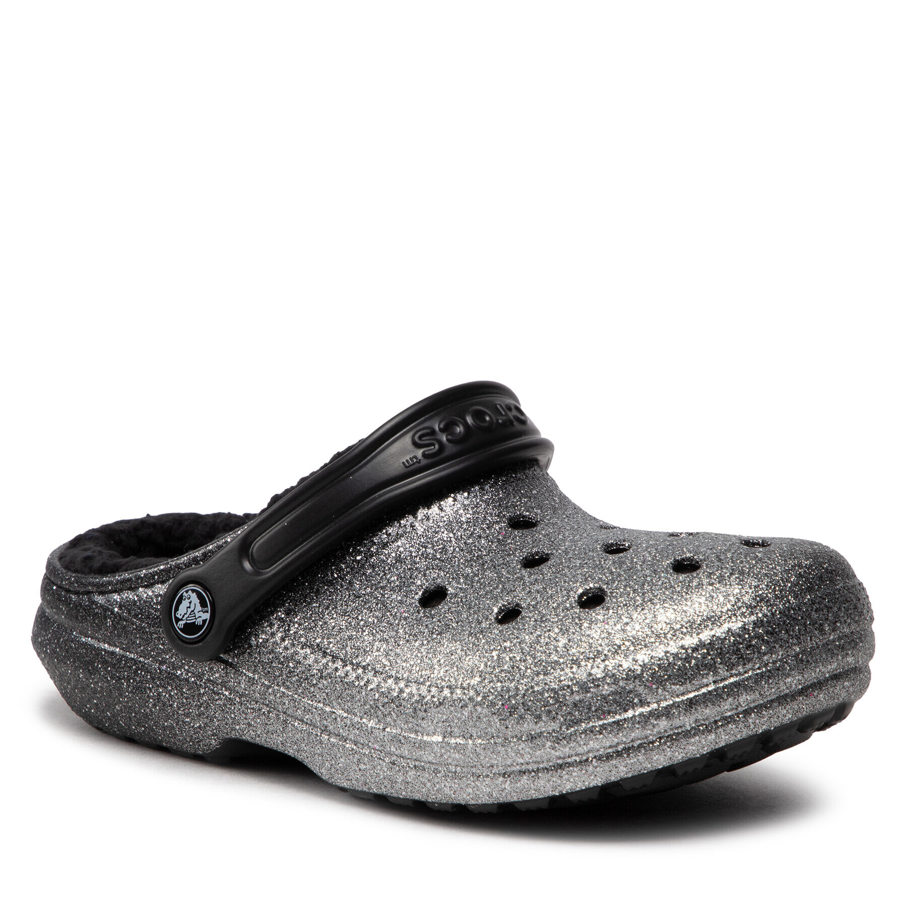 Crocs Чехли Classic Glitter Lined Clog 205842 Сребрист - Pepit.bg