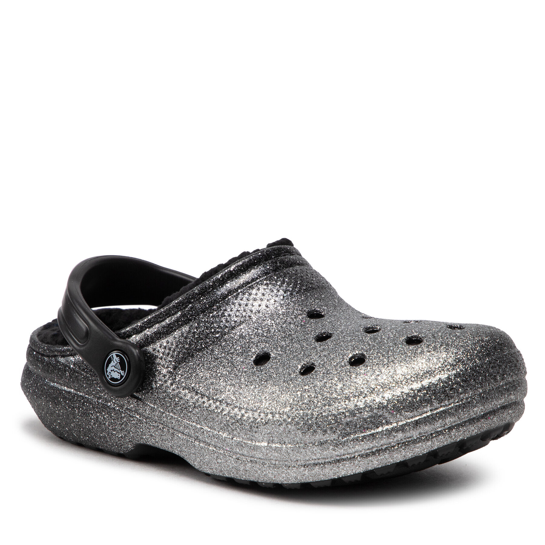 Crocs Чехли Classic Glitter Lined Clog 205842 Сребрист - Pepit.bg