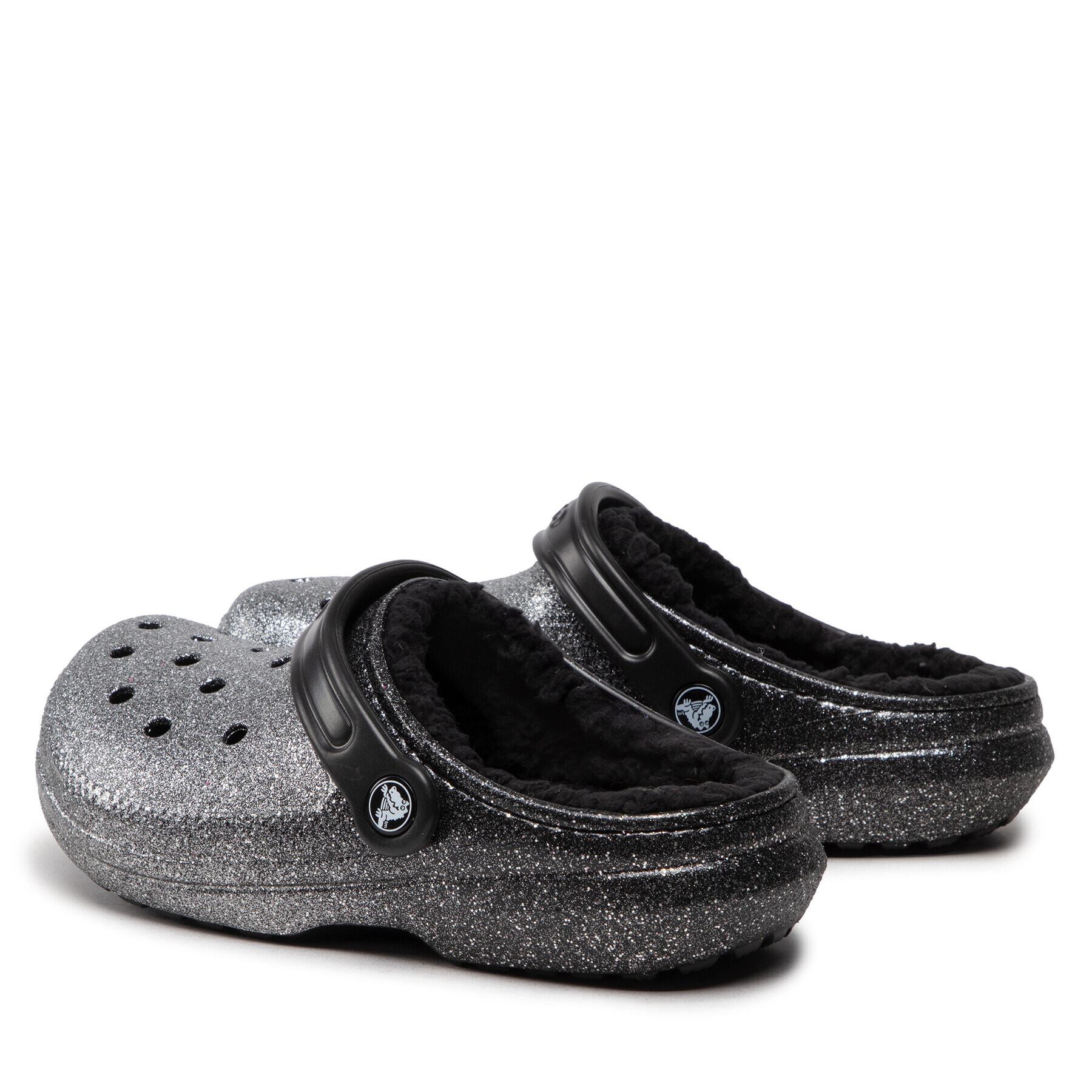 Crocs Чехли Classic Glitter Lined Clog 205842 Сребрист - Pepit.bg