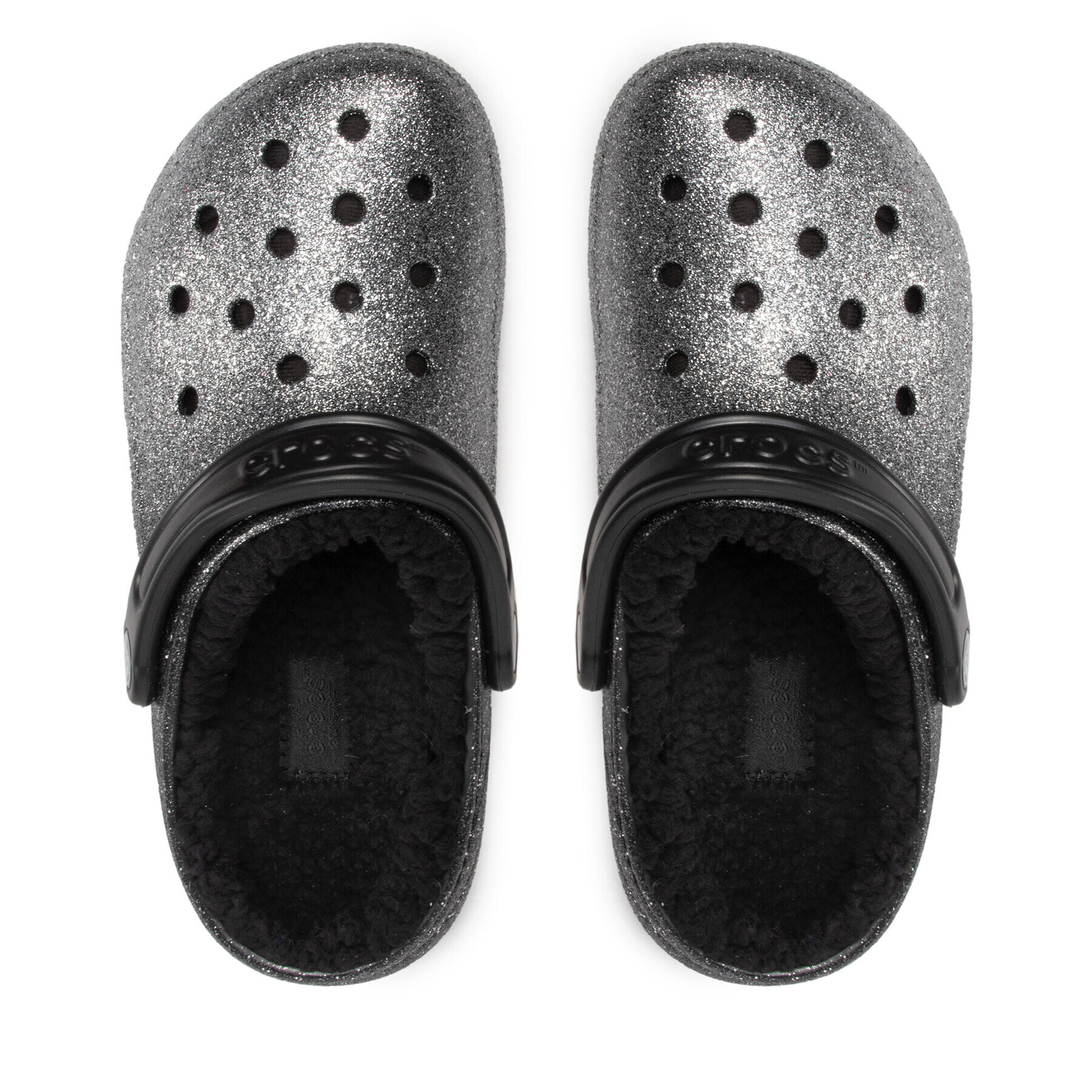 Crocs Чехли Classic Glitter Lined Clog 205842 Сребрист - Pepit.bg