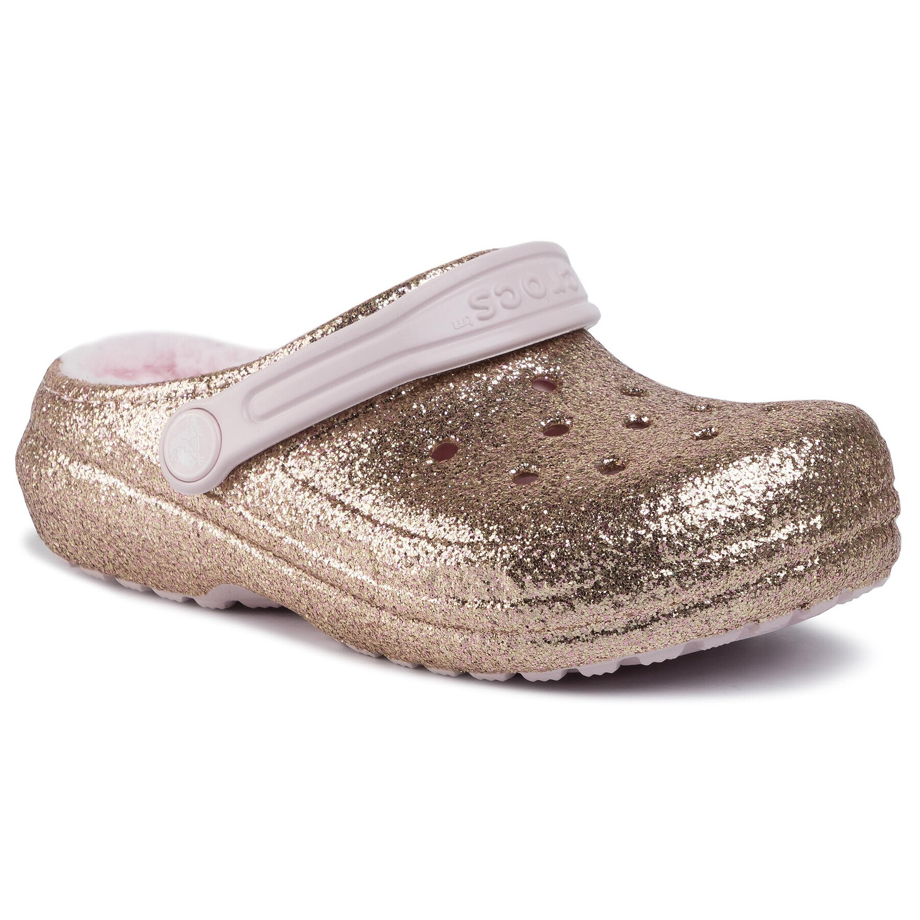 Crocs Чехли Classic Glitter Lined Clog K 205937 Златист - Pepit.bg