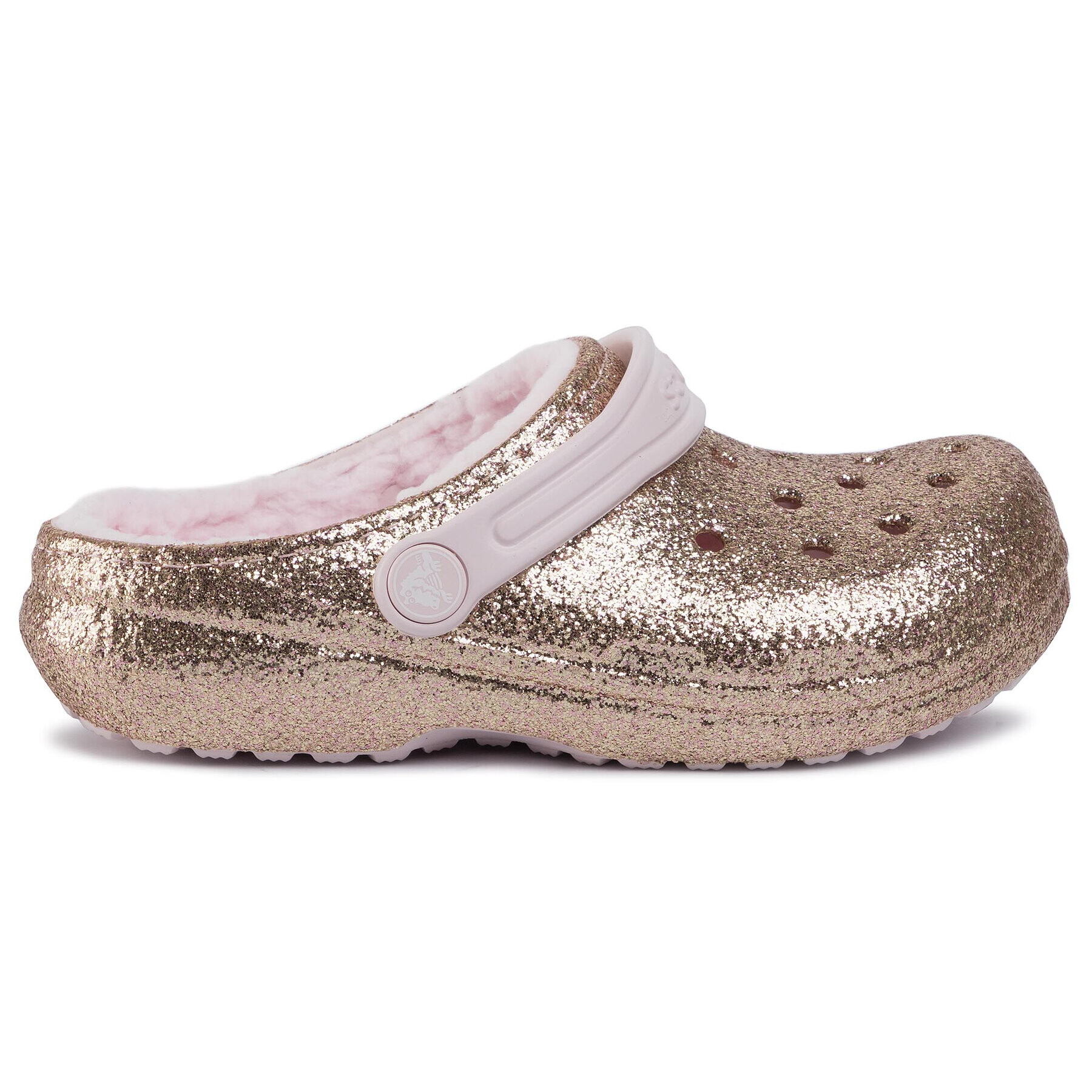 Crocs Чехли Classic Glitter Lined Clog K 205937 Златист - Pepit.bg