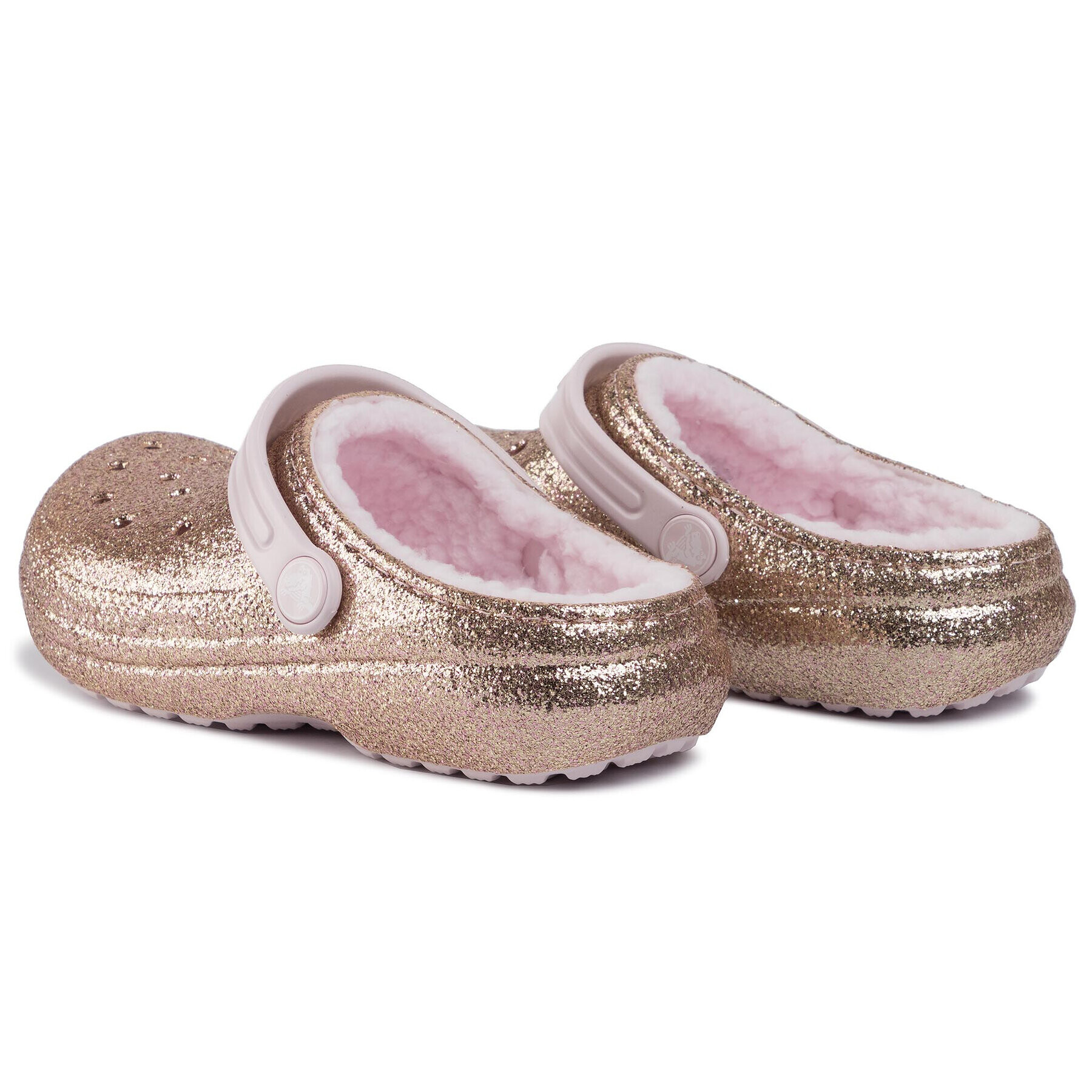 Crocs Чехли Classic Glitter Lined Clog K 205937 Златист - Pepit.bg