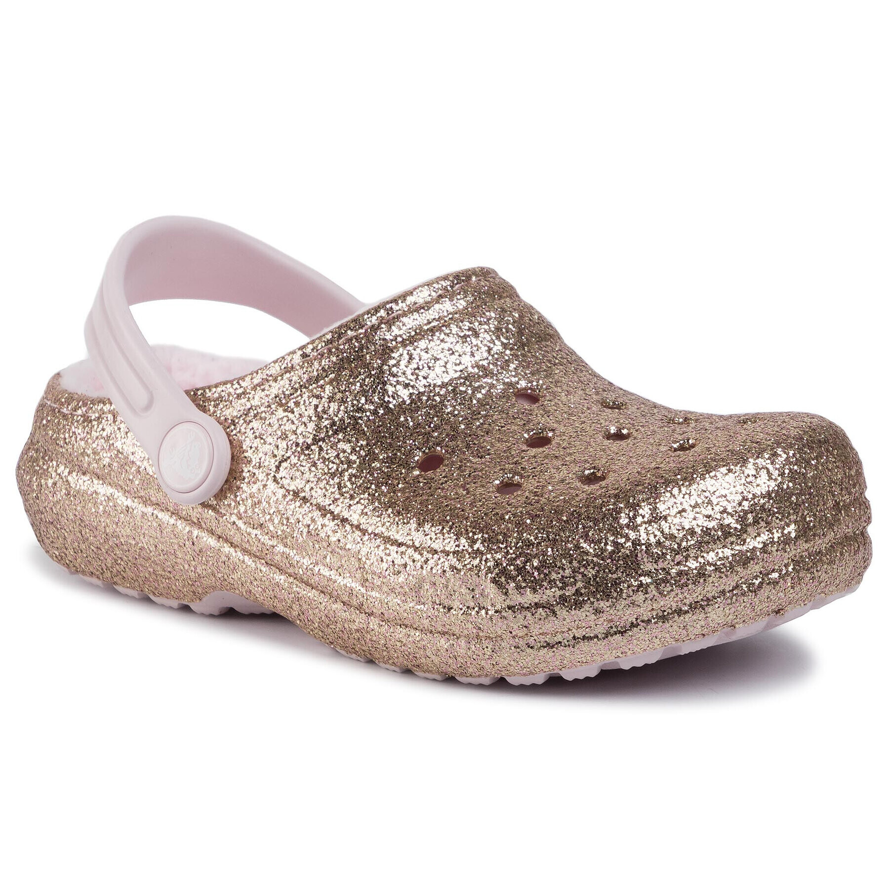 Crocs Чехли Classic Glitter Lined Clog K 205937 Златист - Pepit.bg