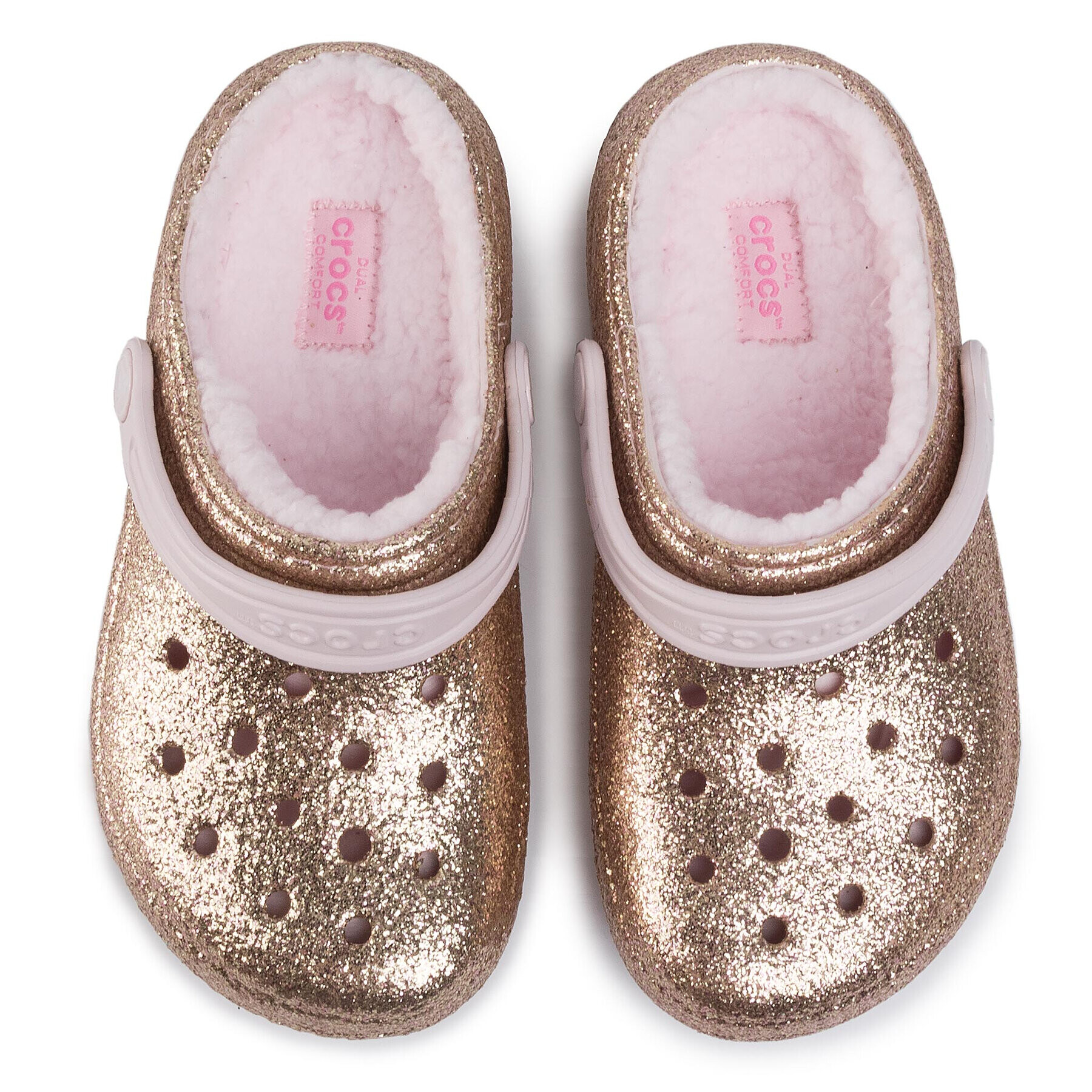 Crocs Чехли Classic Glitter Lined Clog K 205937 Златист - Pepit.bg