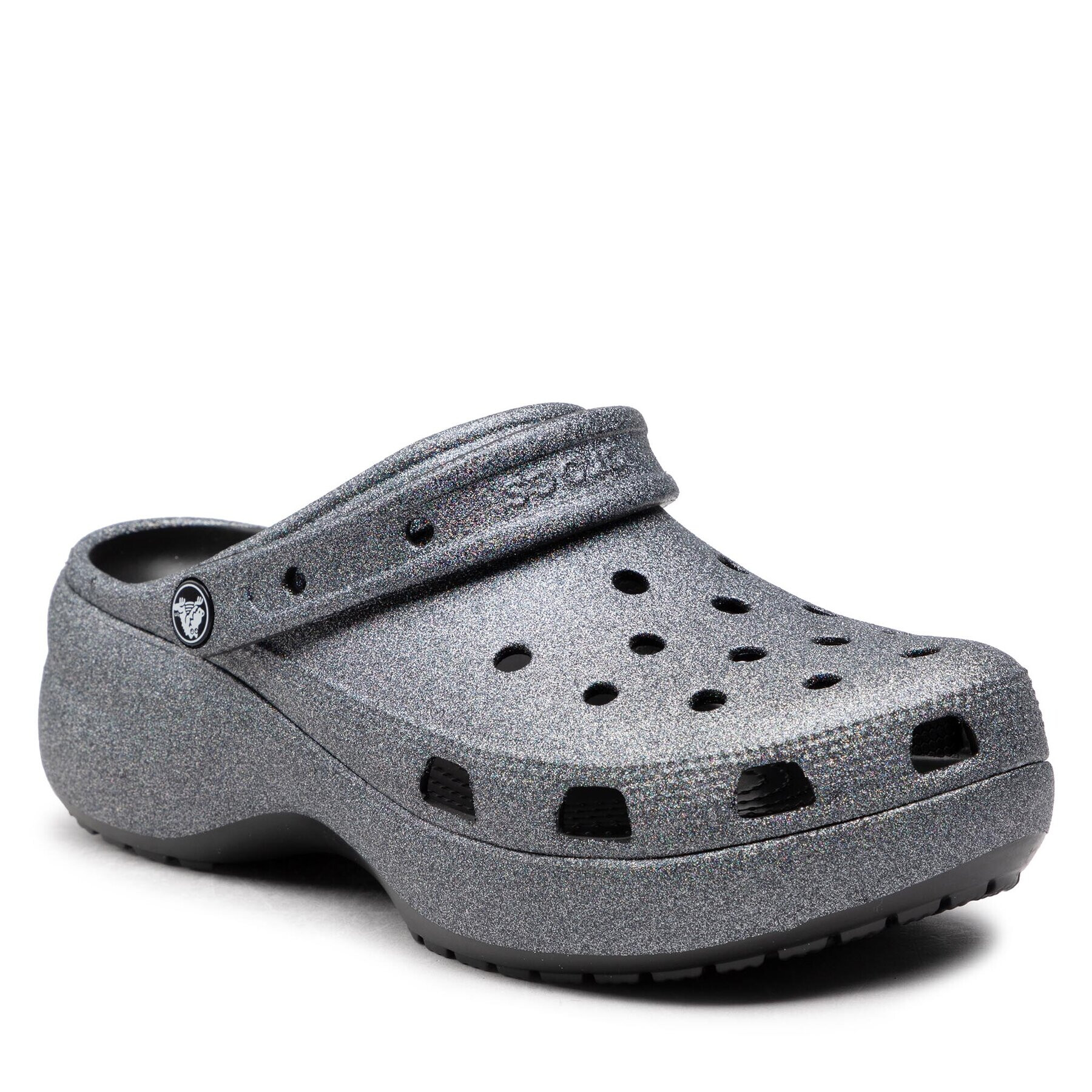 Crocs Чехли Classic Platform Glitterclog W 207770 Сребрист - Pepit.bg
