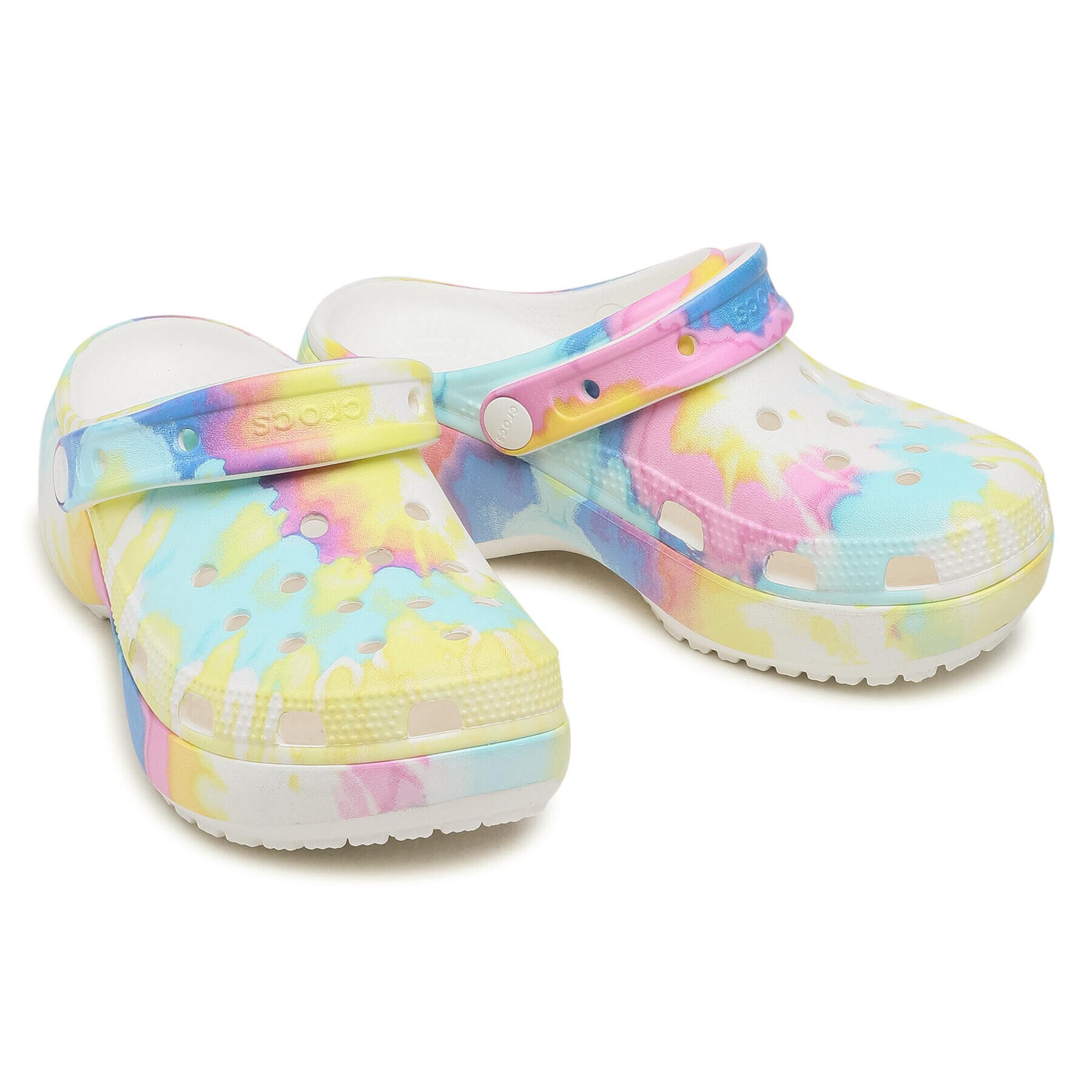 Crocs Чехли Classic Platform Tie Dye Graph Clgw 207151 Бял - Pepit.bg