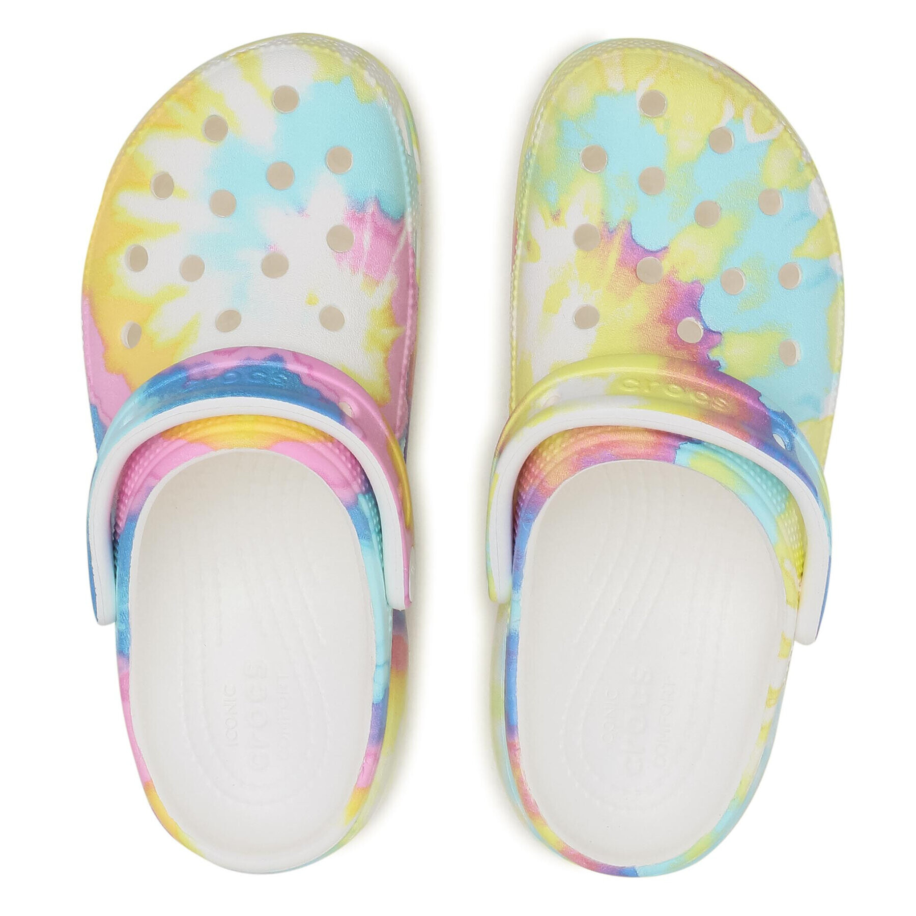 Crocs Чехли Classic Platform Tie Dye Graph Clgw 207151 Бял - Pepit.bg