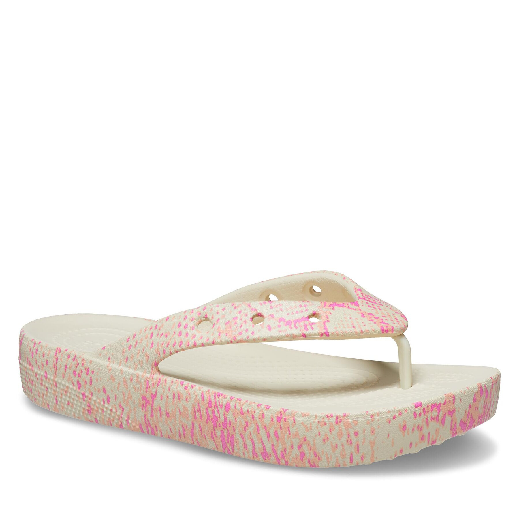 Crocs Джапанки Classic Platform Snake Print Flip W 208243 Бежов - Pepit.bg