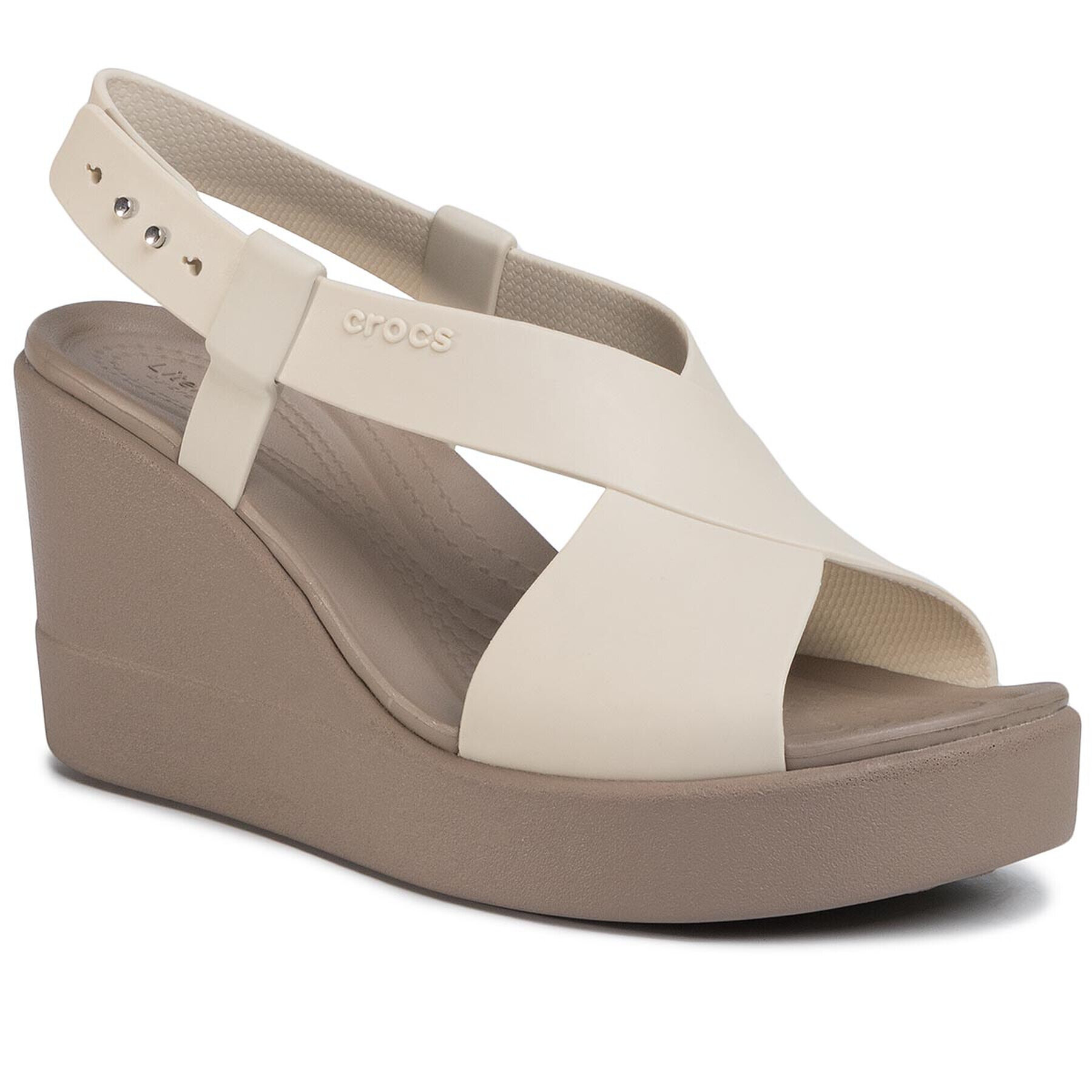 Crocs Сандали Brooklyn High Wedge W 206222 Бежов - Pepit.bg