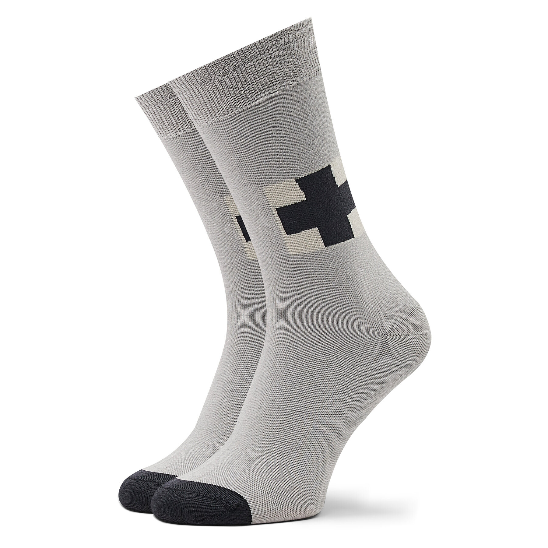 Curator Socks Дълги чорапи unisex Black Cross Сив - Pepit.bg