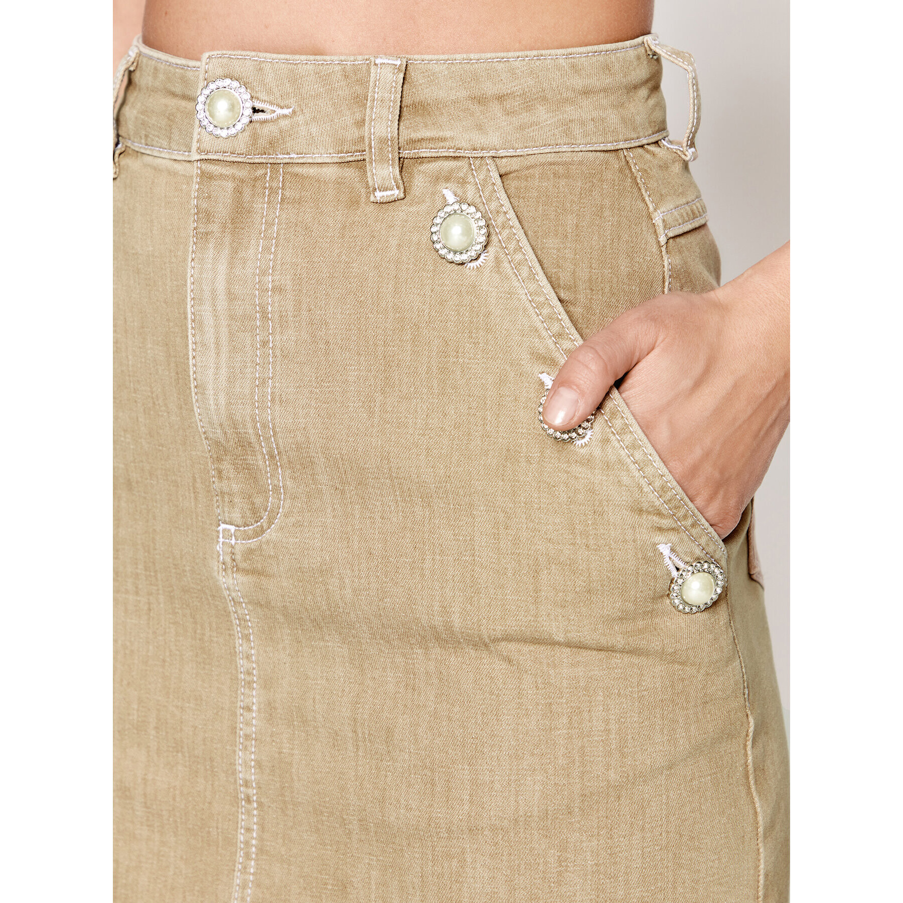 Custommade Дънкова пола Rosel 999456901 Кафяв Regular Fit - Pepit.bg