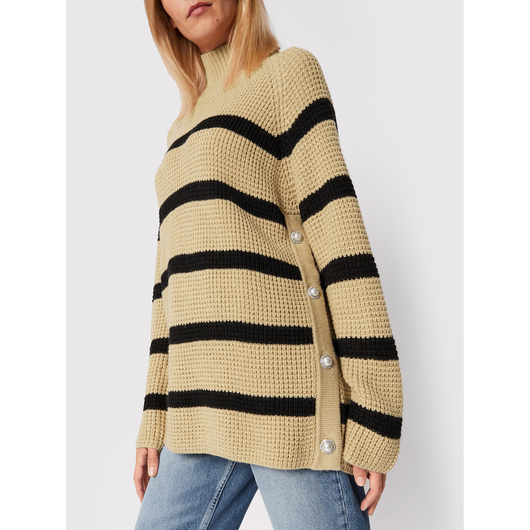 Custommade Пуловер Talna Stripes 999212319 Бежов Relaxed Fit - Pepit.bg