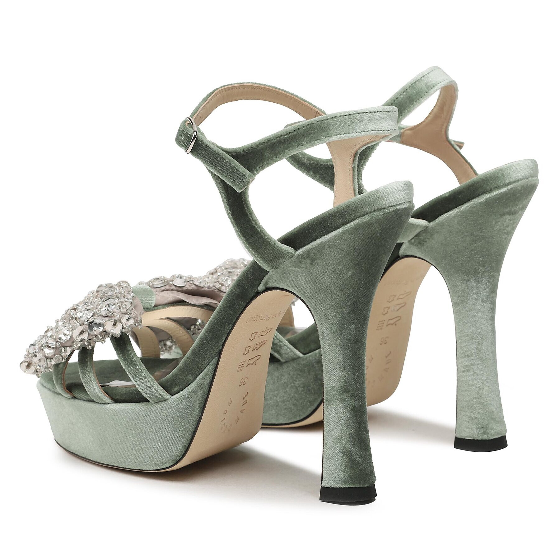 Custommade Сандали Arlina Crystal Bow 999620047 Зелен - Pepit.bg