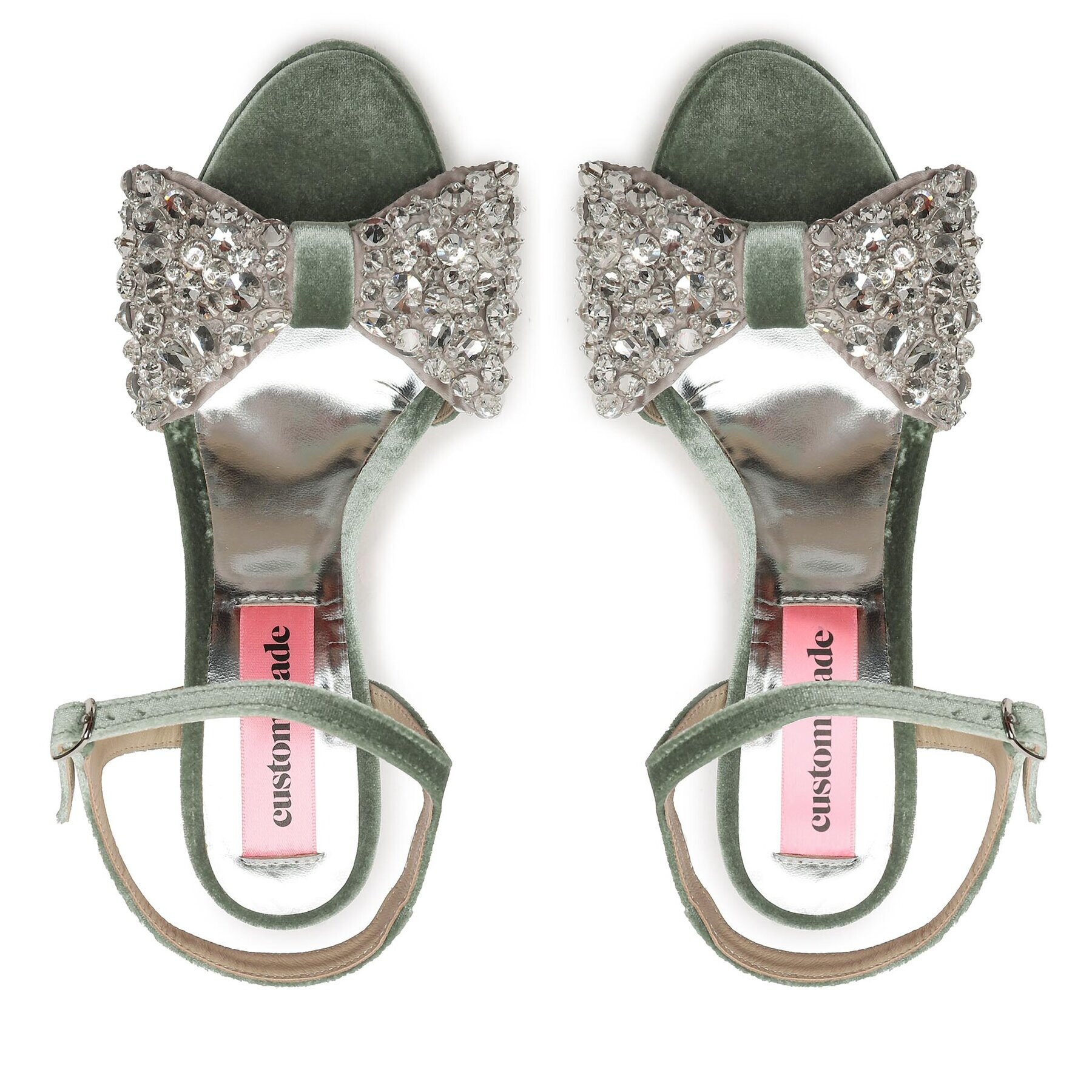 Custommade Сандали Arlina Crystal Bow 999620047 Зелен - Pepit.bg