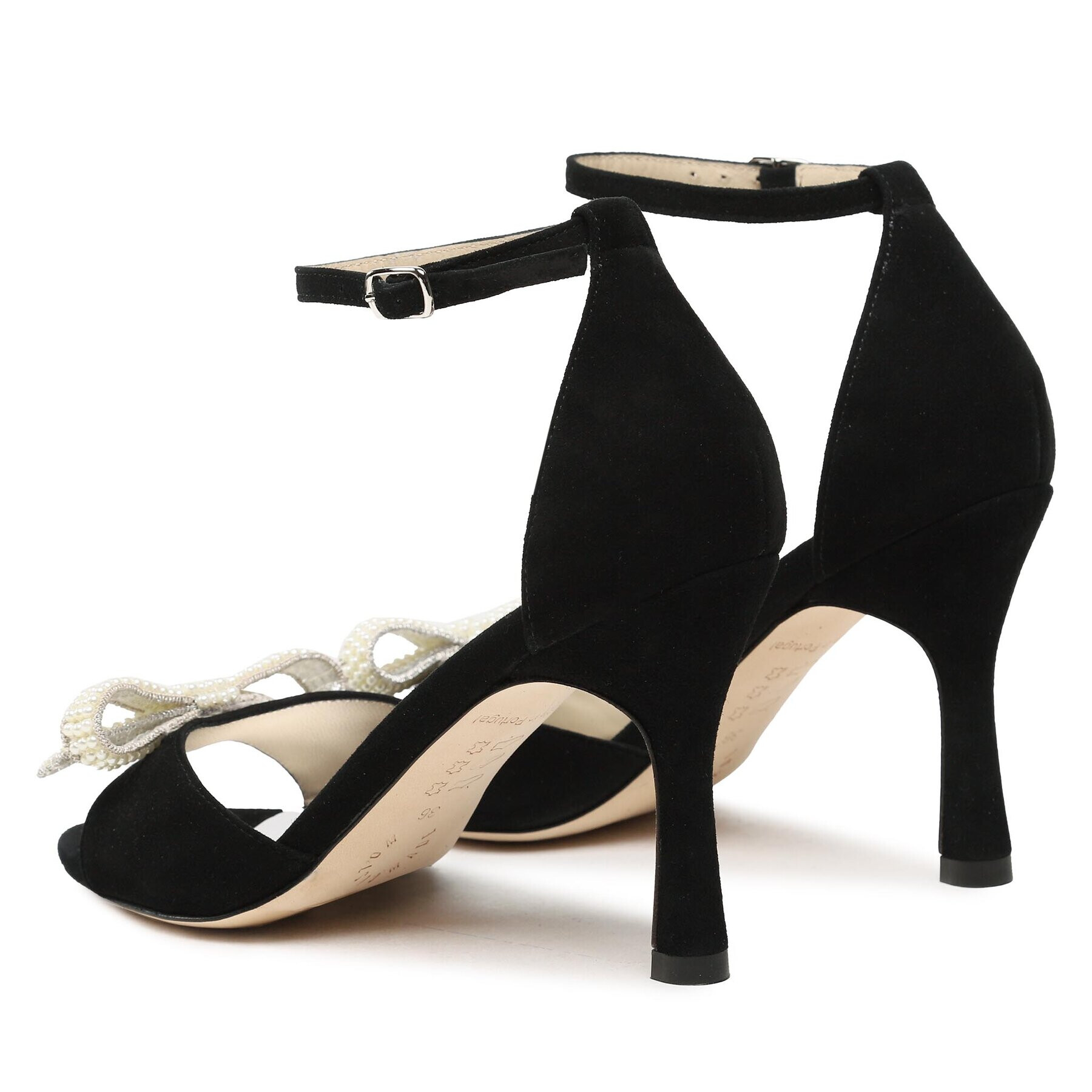 Custommade Сандали Ashley Pearl Bow 999621046 Черен - Pepit.bg