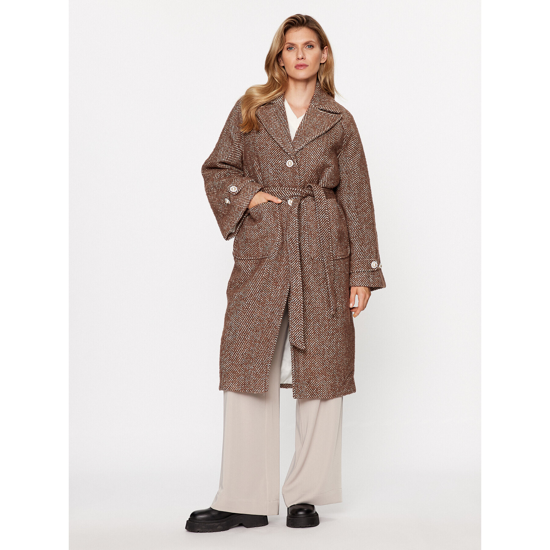 Custommade Вълнено палто Halina 999511879 Кафяв Oversize - Pepit.bg