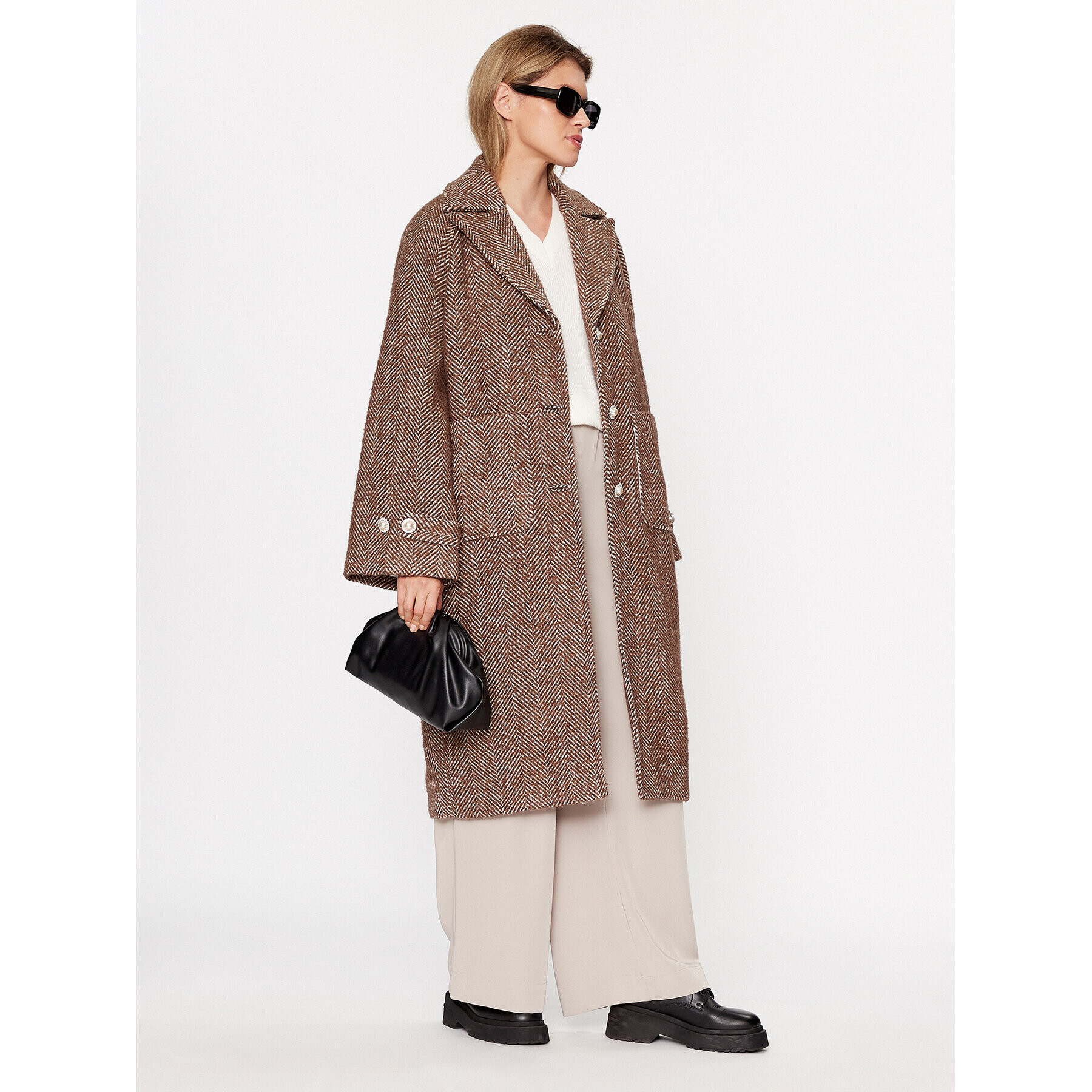 Custommade Вълнено палто Halina 999511879 Кафяв Oversize - Pepit.bg