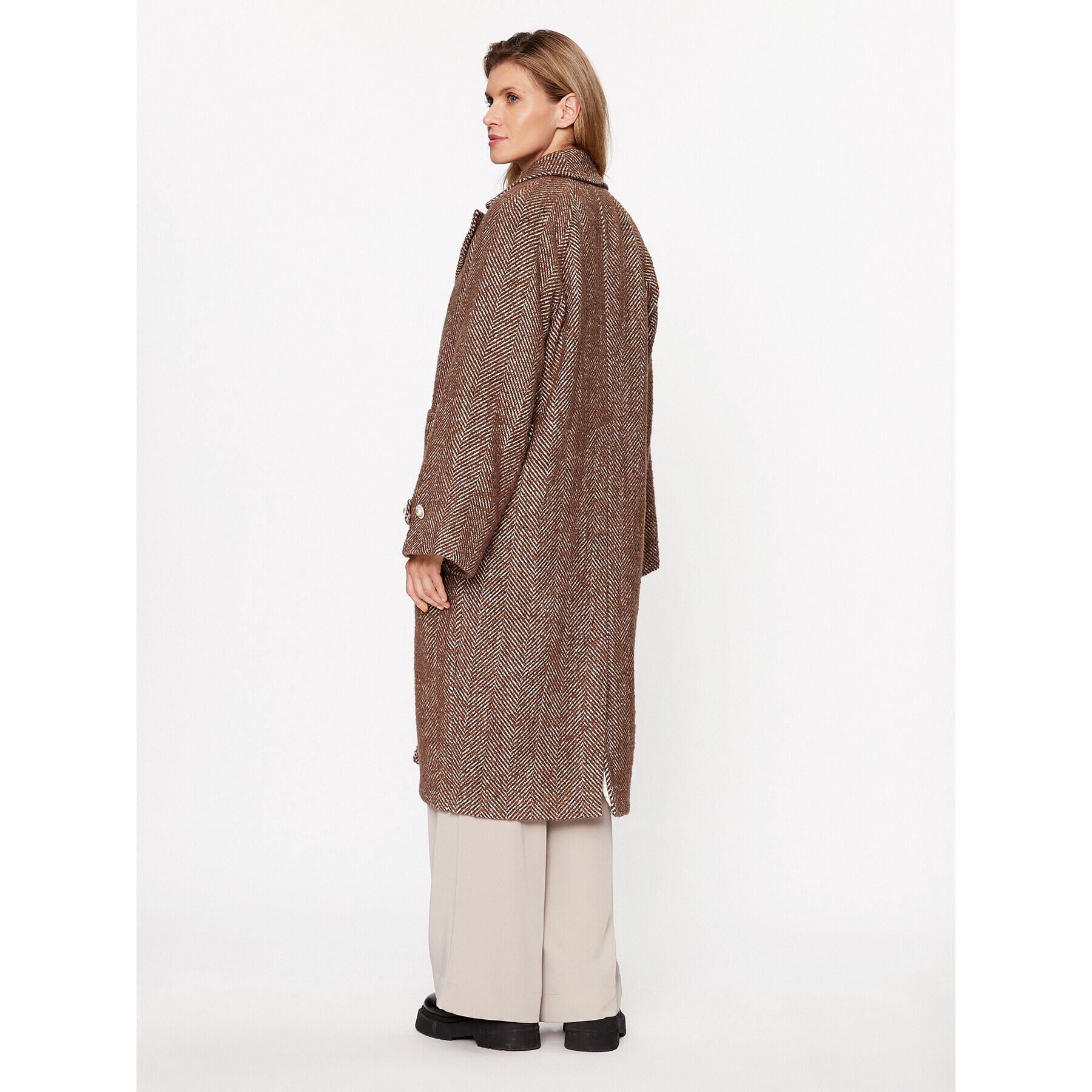 Custommade Вълнено палто Halina 999511879 Кафяв Oversize - Pepit.bg