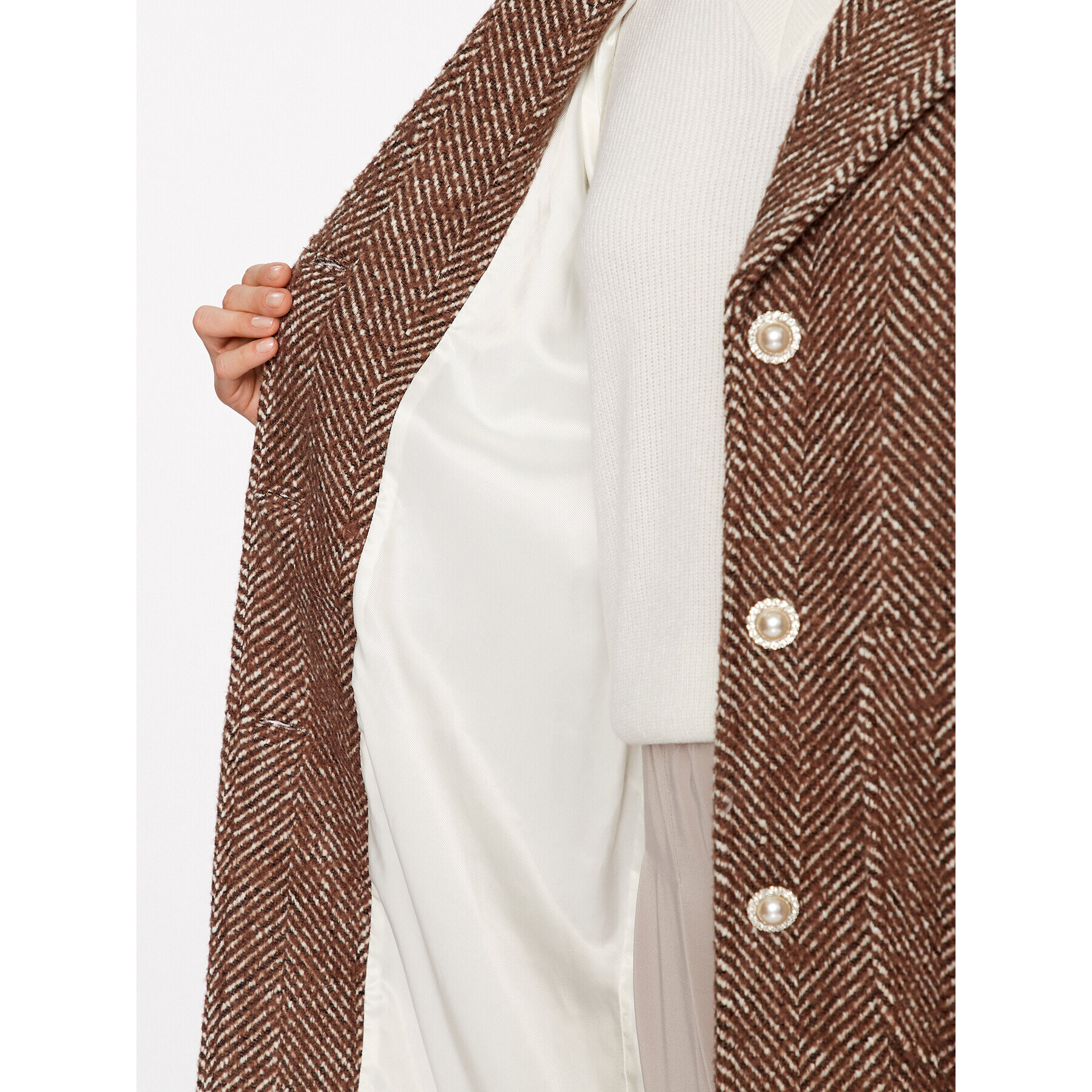 Custommade Вълнено палто Halina 999511879 Кафяв Oversize - Pepit.bg