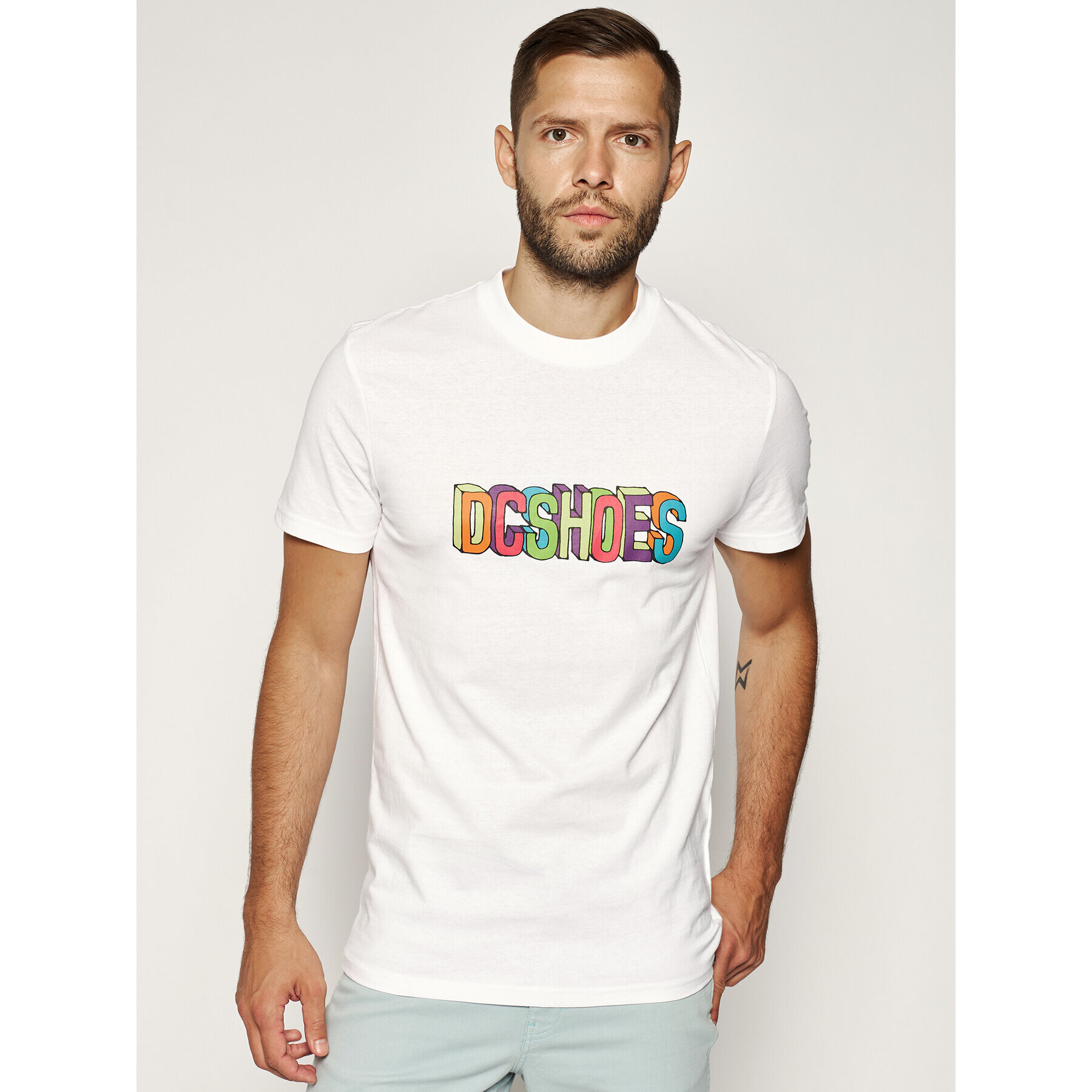 DC Тишърт Color Blocks EDYZT04086 Бял Regular Fit - Pepit.bg