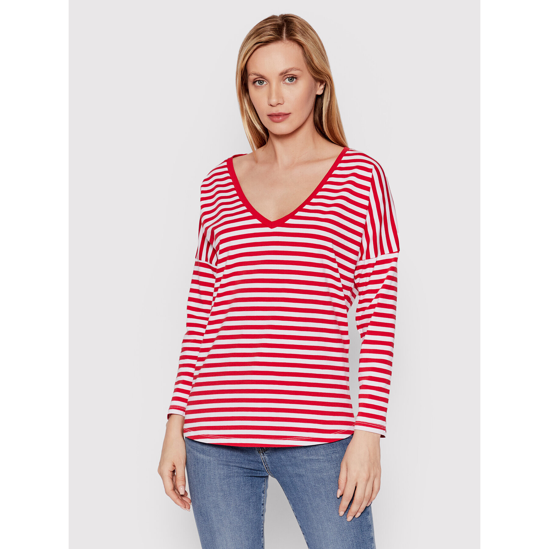 DeeZee Блуза Submarine Stripes DK-003 Червен Relaxed Fit - Pepit.bg