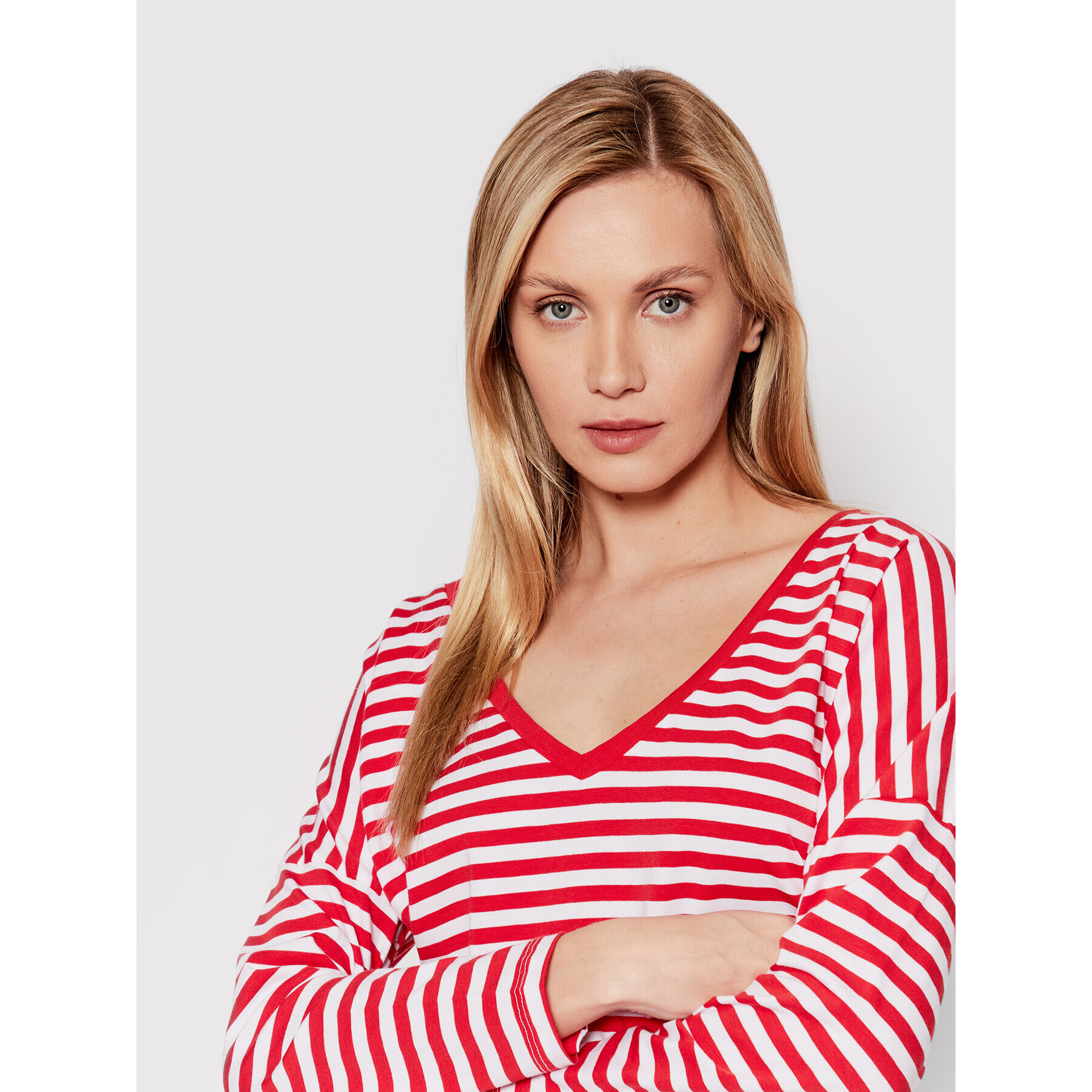 DeeZee Блуза Submarine Stripes DK-003 Червен Relaxed Fit - Pepit.bg