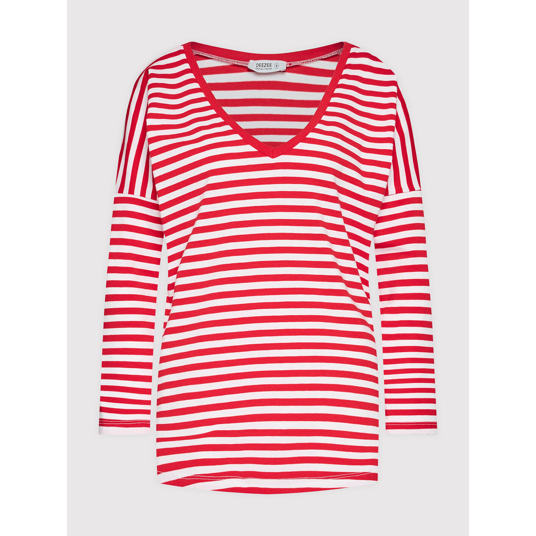 DeeZee Блуза Submarine Stripes DK-003 Червен Relaxed Fit - Pepit.bg