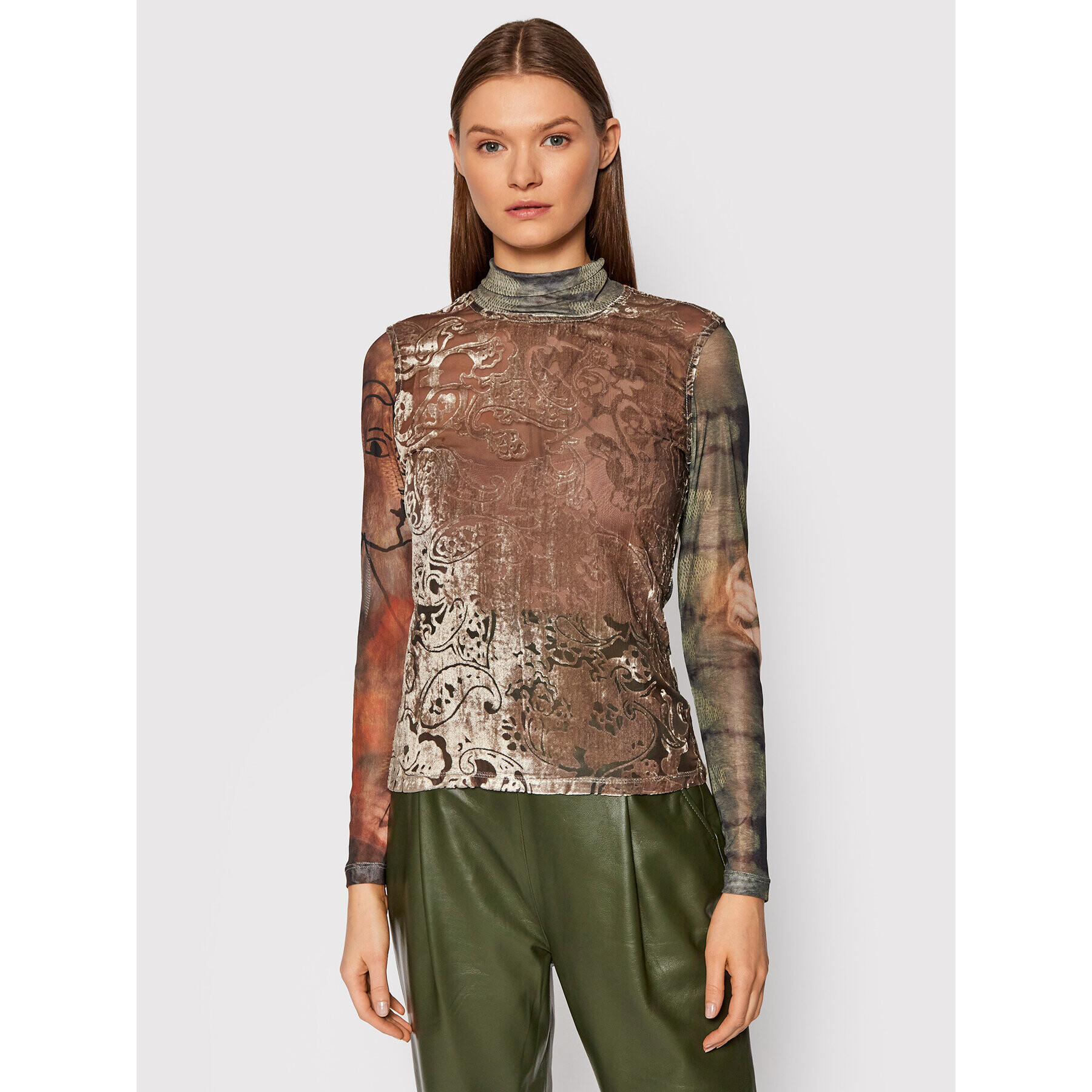 Desigual Блуза Bukake 21WWTKCF Кафяв Slim Fit - Pepit.bg