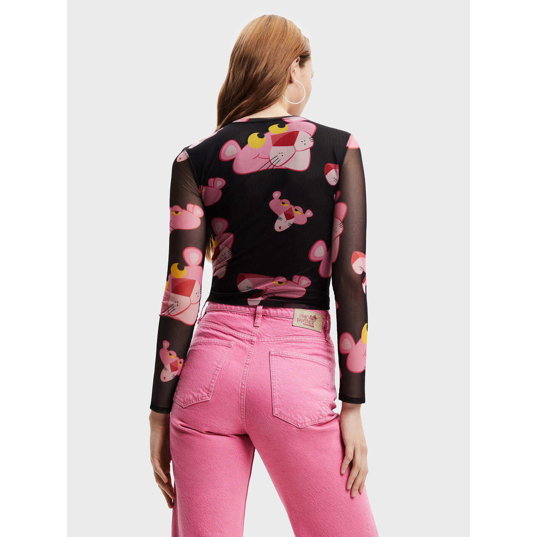 Desigual Блуза PINK PANTHER Pink Panther 22WWTK67 Черен Slim Fit - Pepit.bg