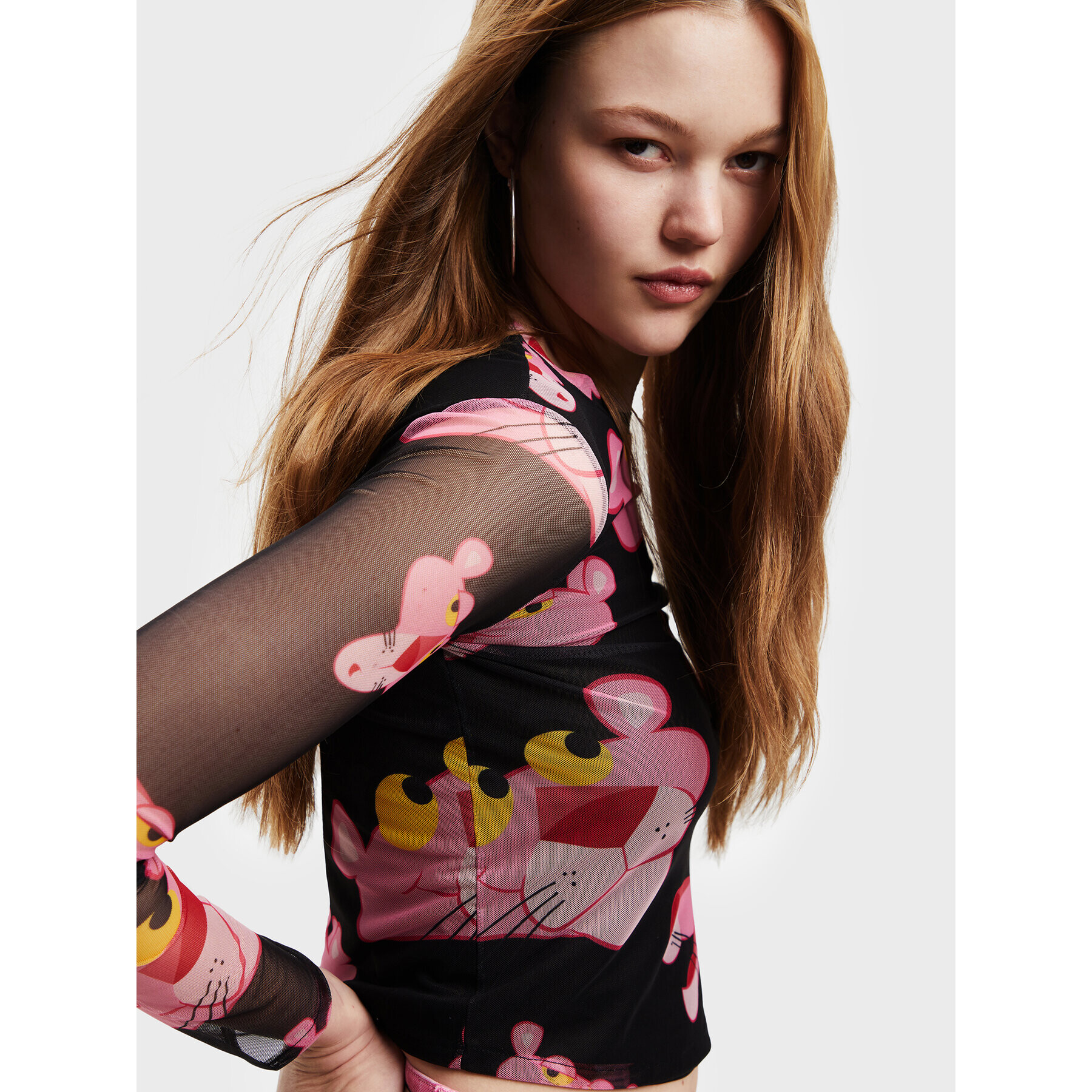 Desigual Блуза PINK PANTHER Pink Panther 22WWTK67 Черен Slim Fit - Pepit.bg