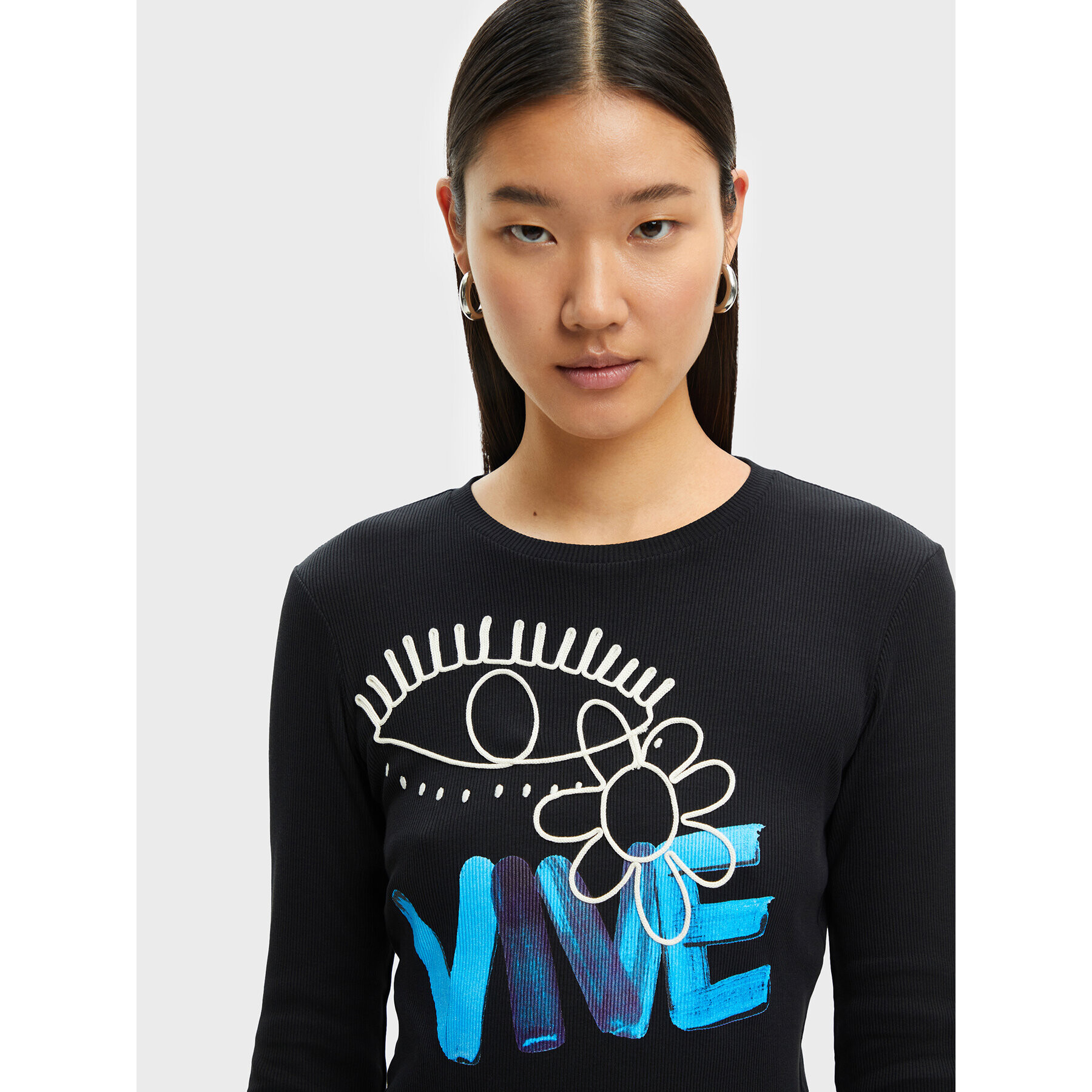 Desigual Блуза Vive 22WWTKA5 Черен Slim Fit - Pepit.bg