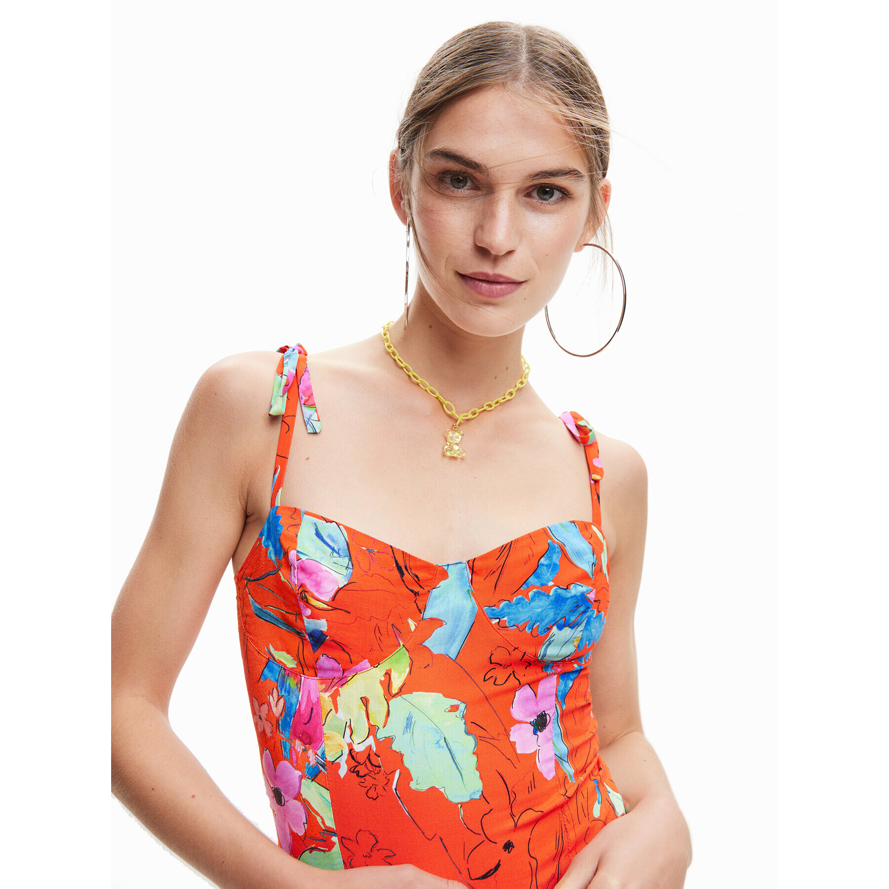 Desigual Боди 23SWQW06 Оранжев Slim Fit - Pepit.bg