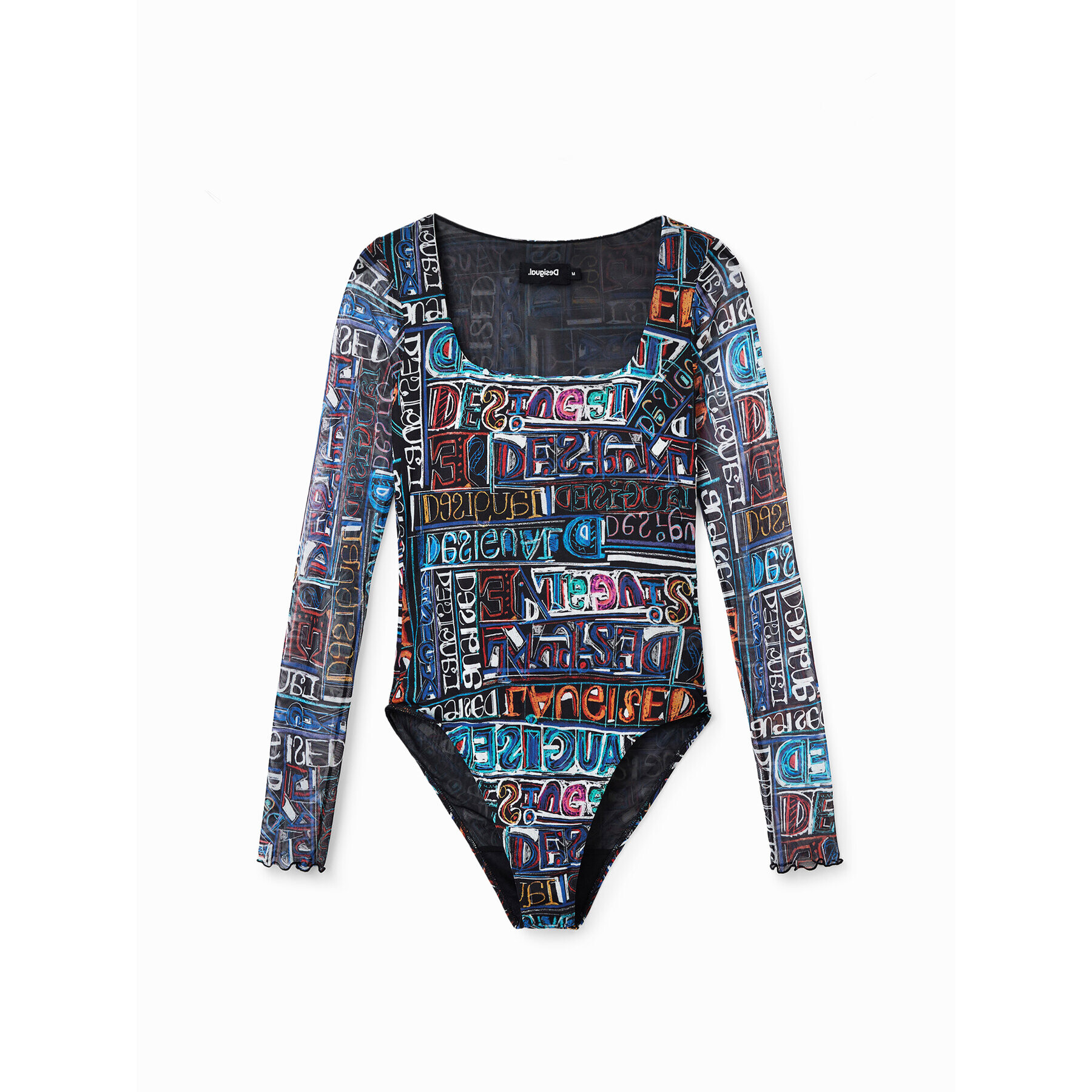 Desigual Боди Lettering 23SWQK05 Черен Slim Fit - Pepit.bg