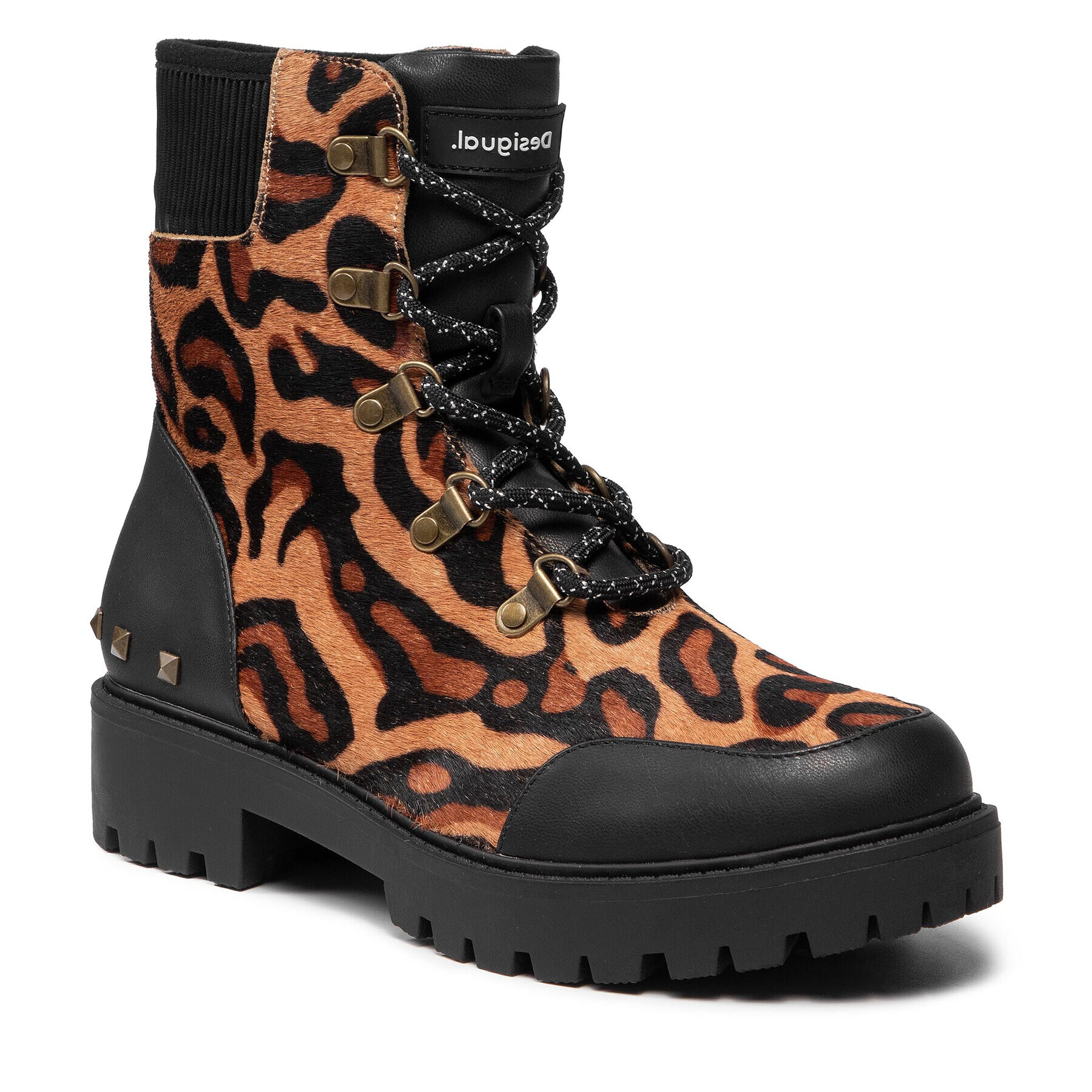 Desigual Боти Shoes Biker Leopard 21WSTL02 Кафяв - Pepit.bg