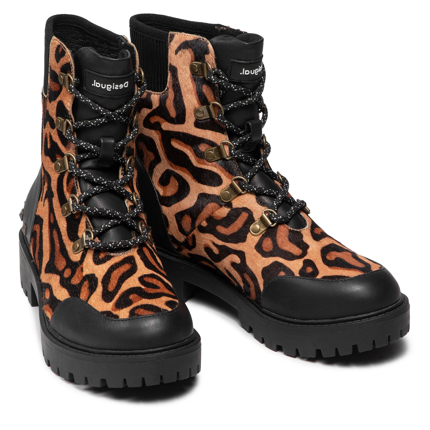 Desigual Боти Shoes Biker Leopard 21WSTL02 Кафяв - Pepit.bg