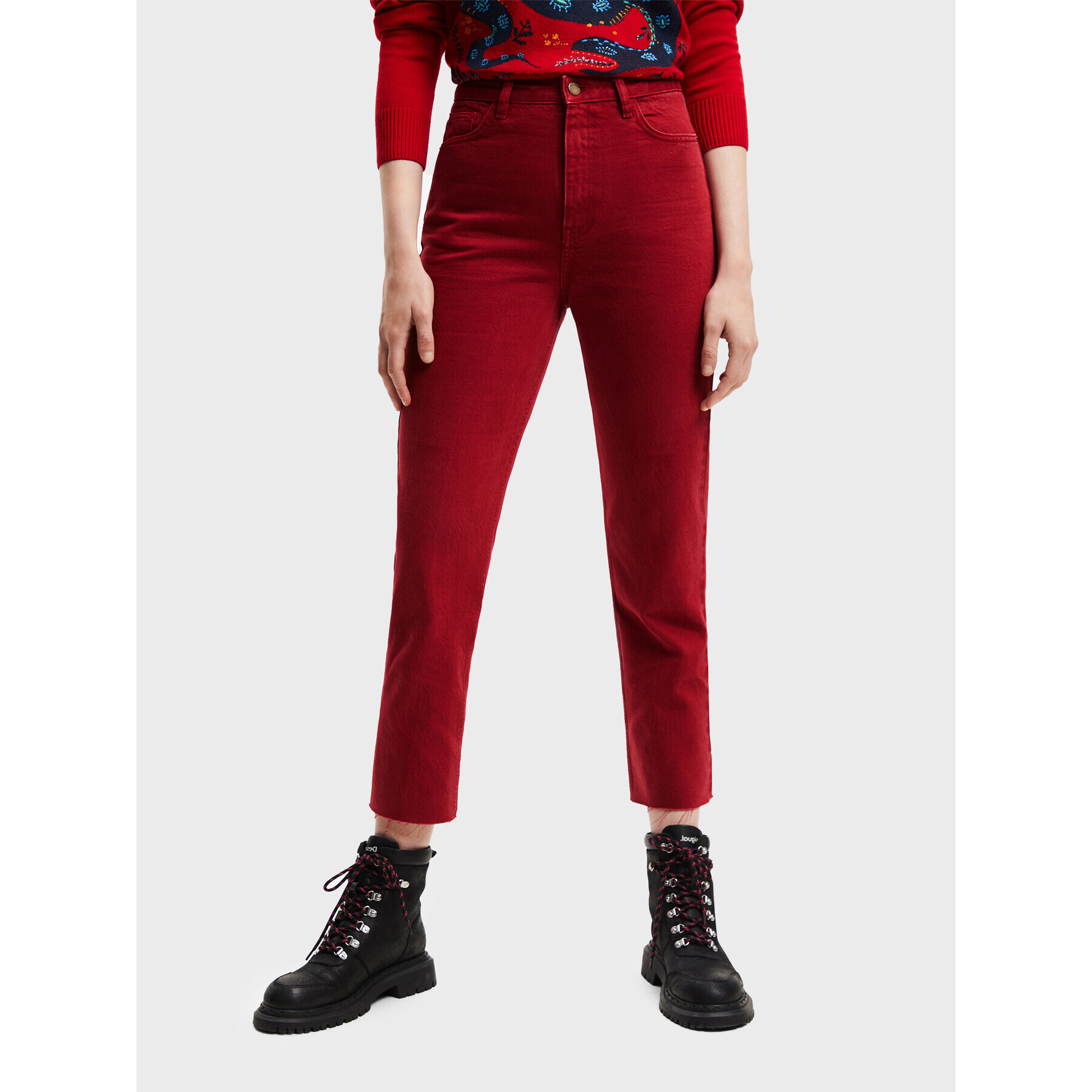 Desigual Дънки 22WWDD09 Червен Straight Fit - Pepit.bg
