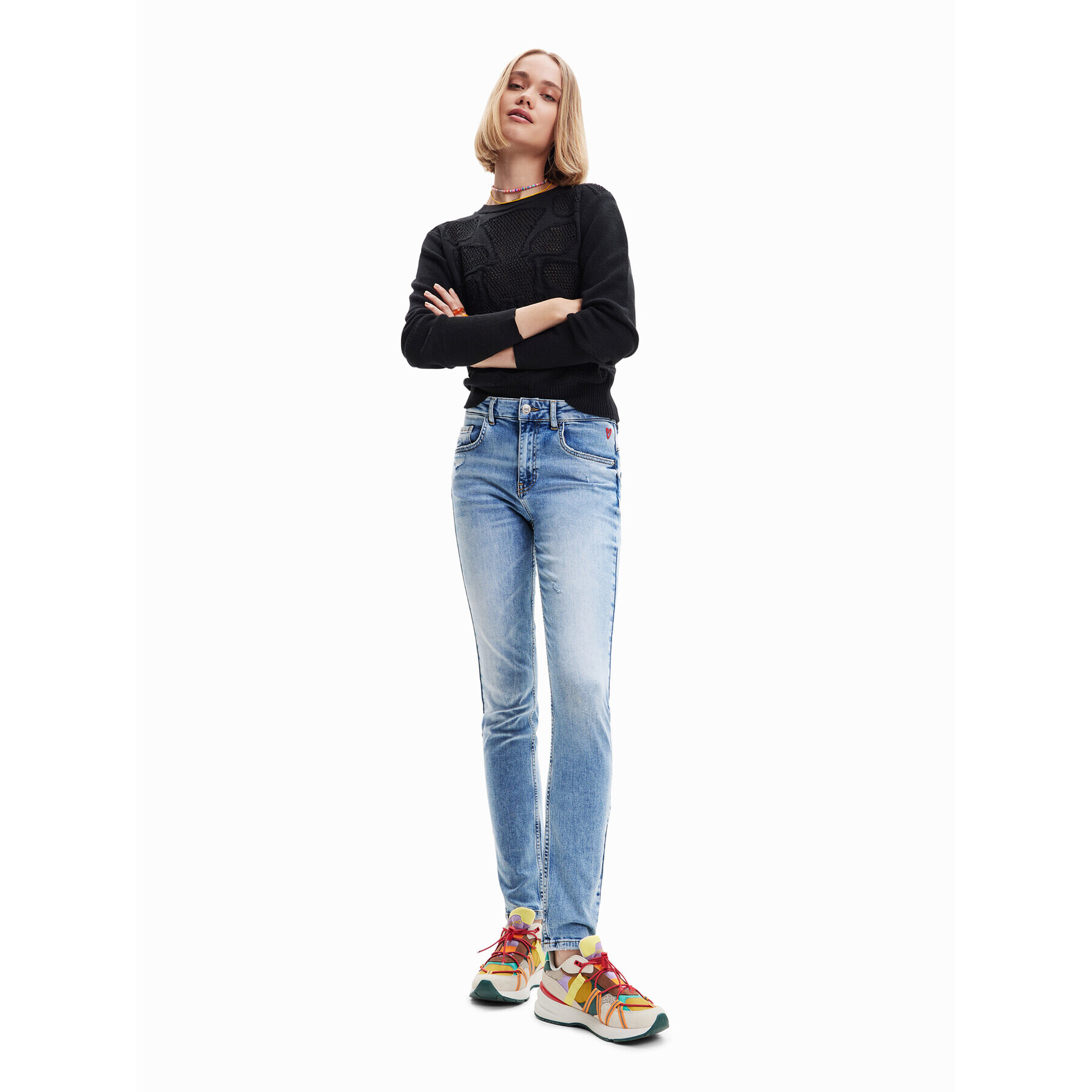 Desigual Дънки 23SWDD21 Тъмносин Skinny Fit - Pepit.bg