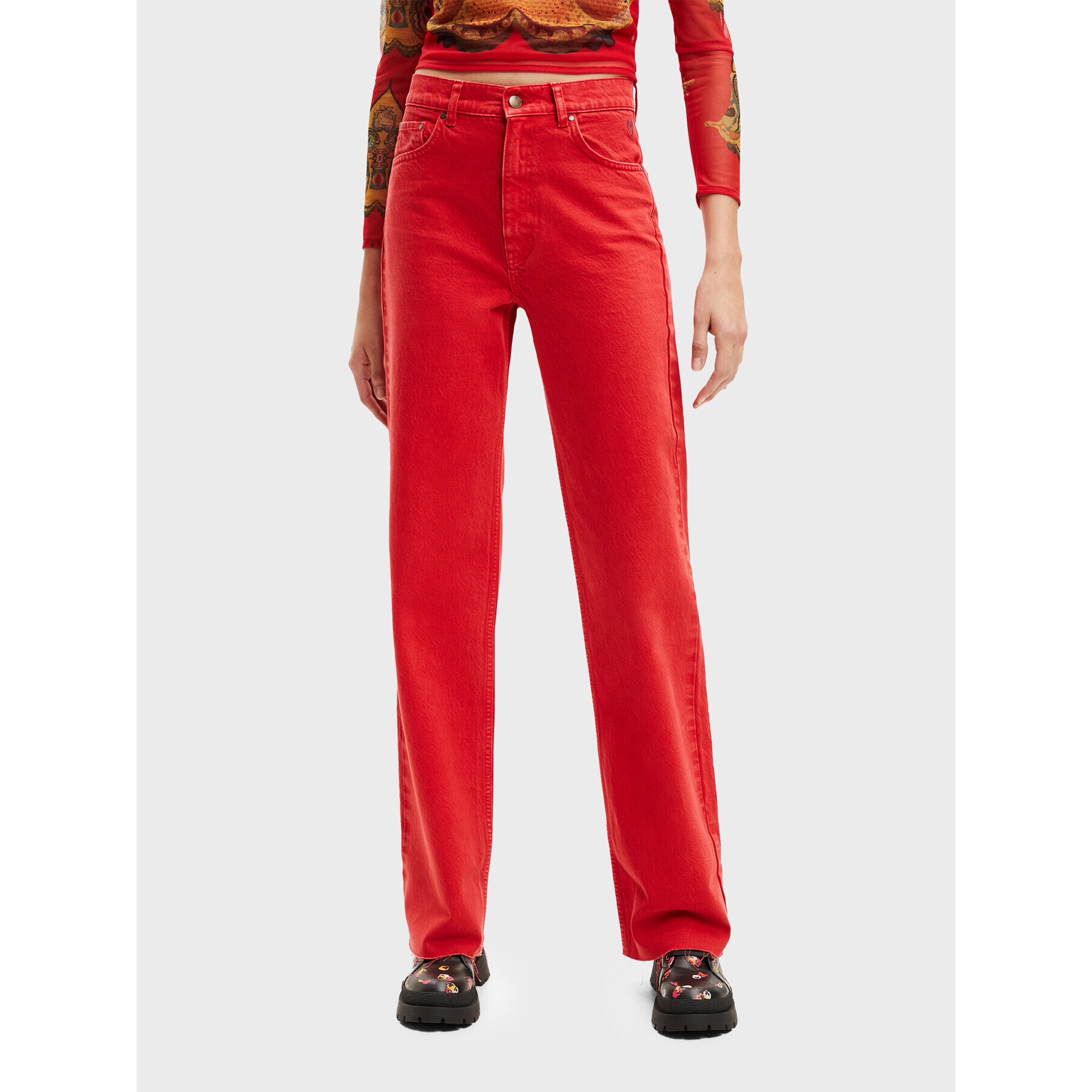 Desigual Дънки Lluisa 22WWDD12 Червен Relaxed Fit - Pepit.bg