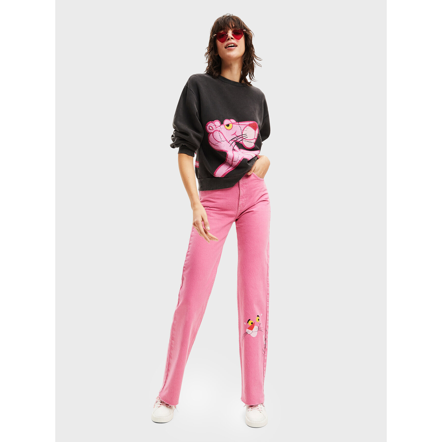 Desigual Дънки PINK PANTHER 22WWDD29 Розов Wide Leg - Pepit.bg