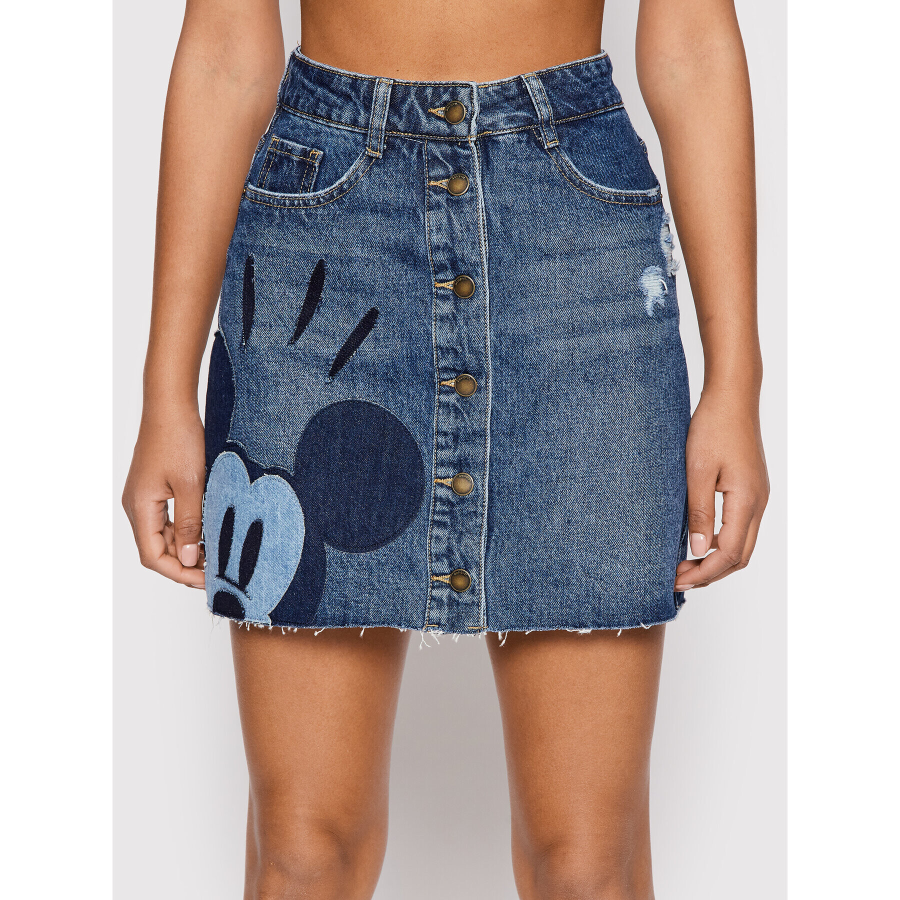 Desigual Дънкова пола DISNEY Mickey Patch 22SWFD10 Тъмносин Regular Fit - Pepit.bg