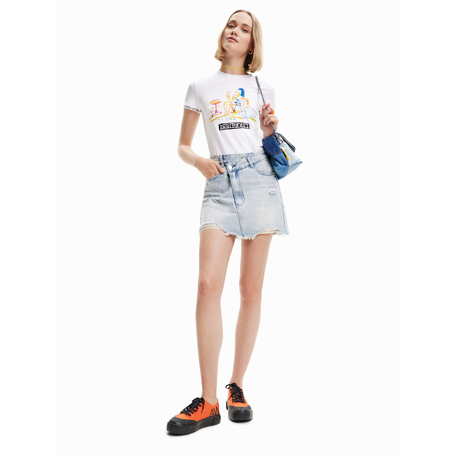Desigual Дънкова пола Tatum 23SWFD16 Син Regular Fit - Pepit.bg