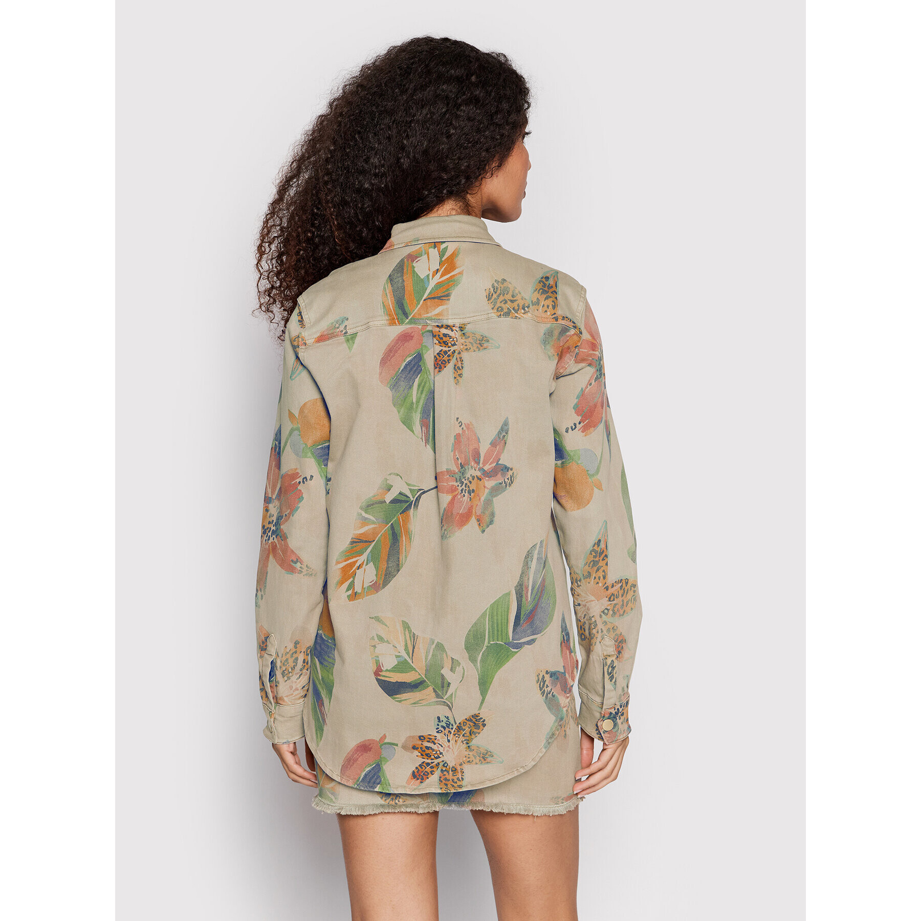 Desigual дънкова риза Flower 22SWCN04 Бежов Oversize - Pepit.bg