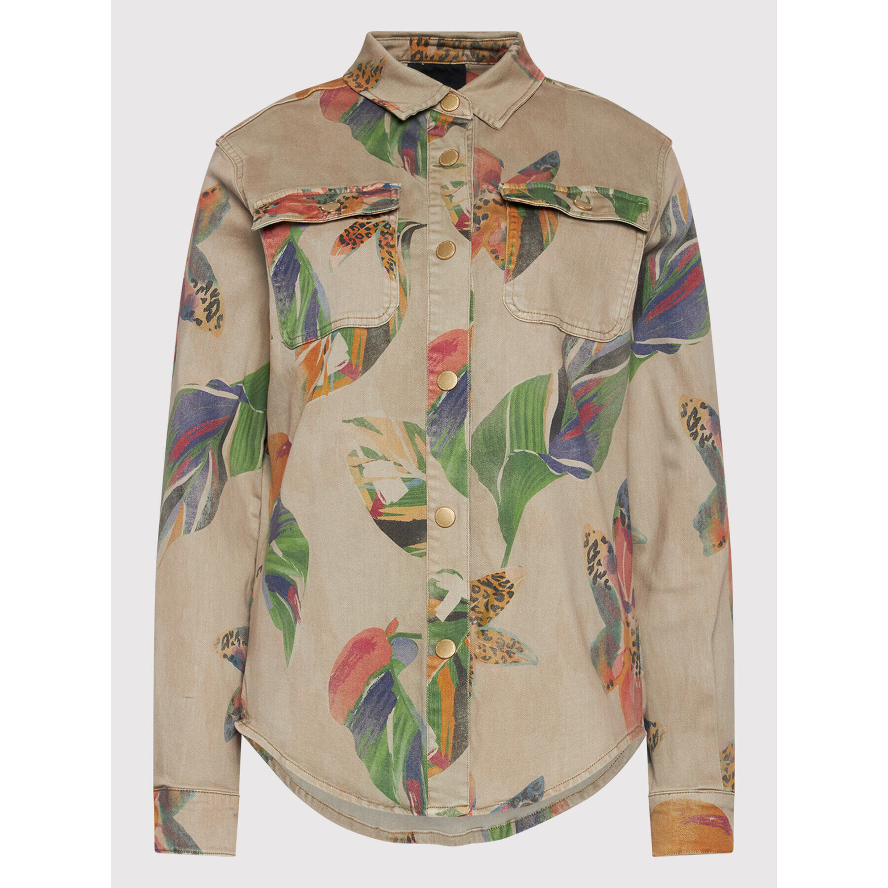 Desigual дънкова риза Flower 22SWCN04 Бежов Oversize - Pepit.bg