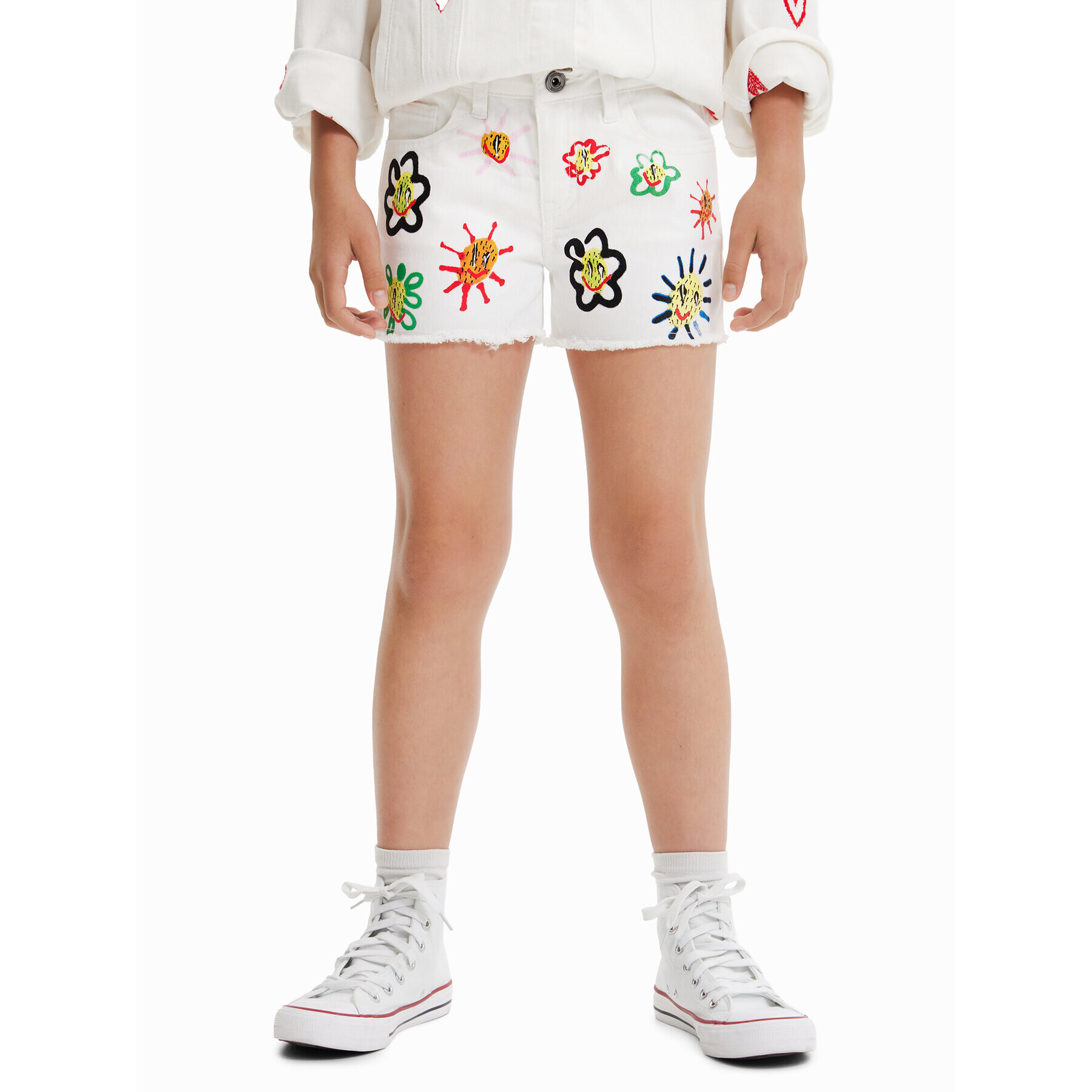 Desigual Дънкови шорти 23SGDD07 Бял Regular Fit - Pepit.bg