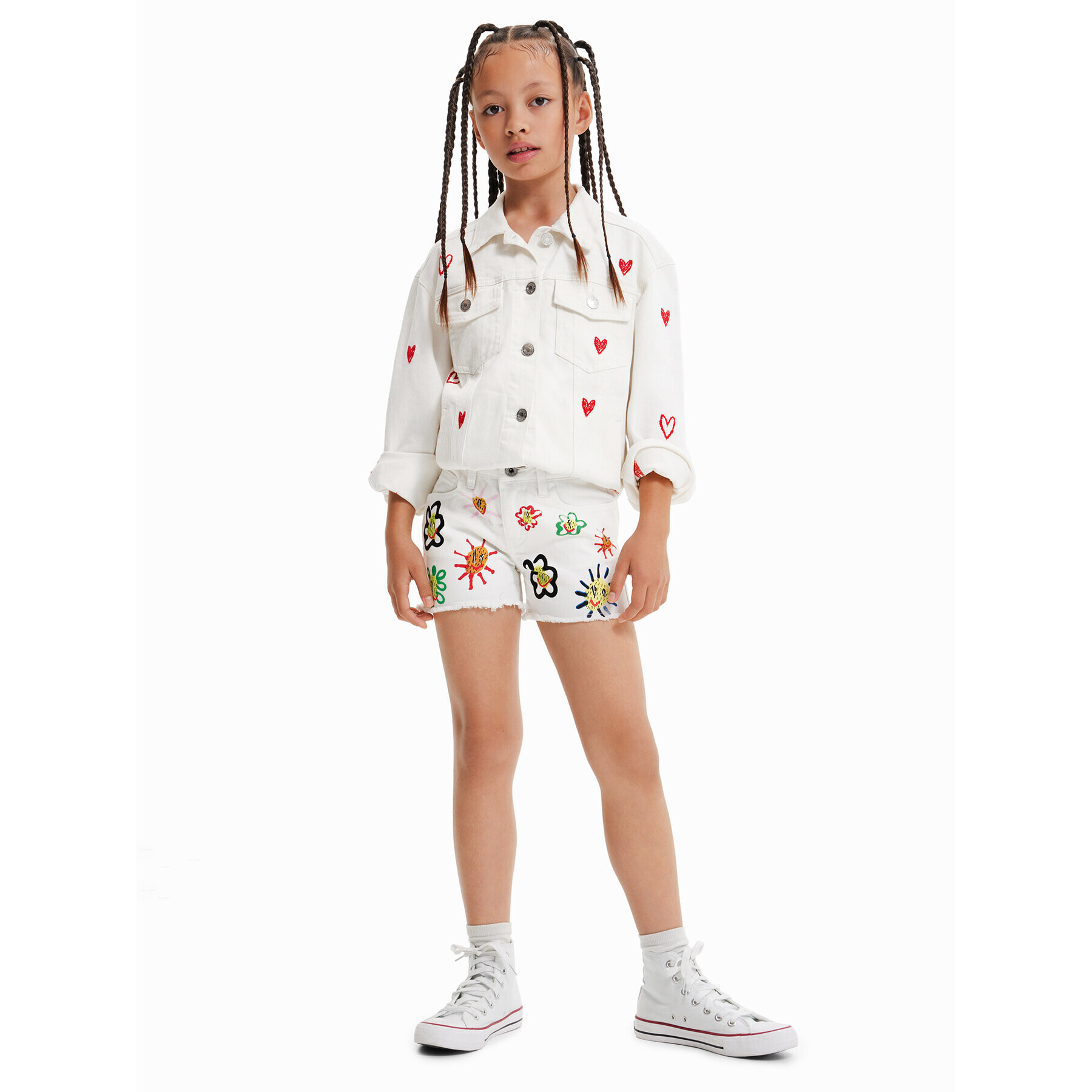 Desigual Дънкови шорти 23SGDD07 Бял Regular Fit - Pepit.bg
