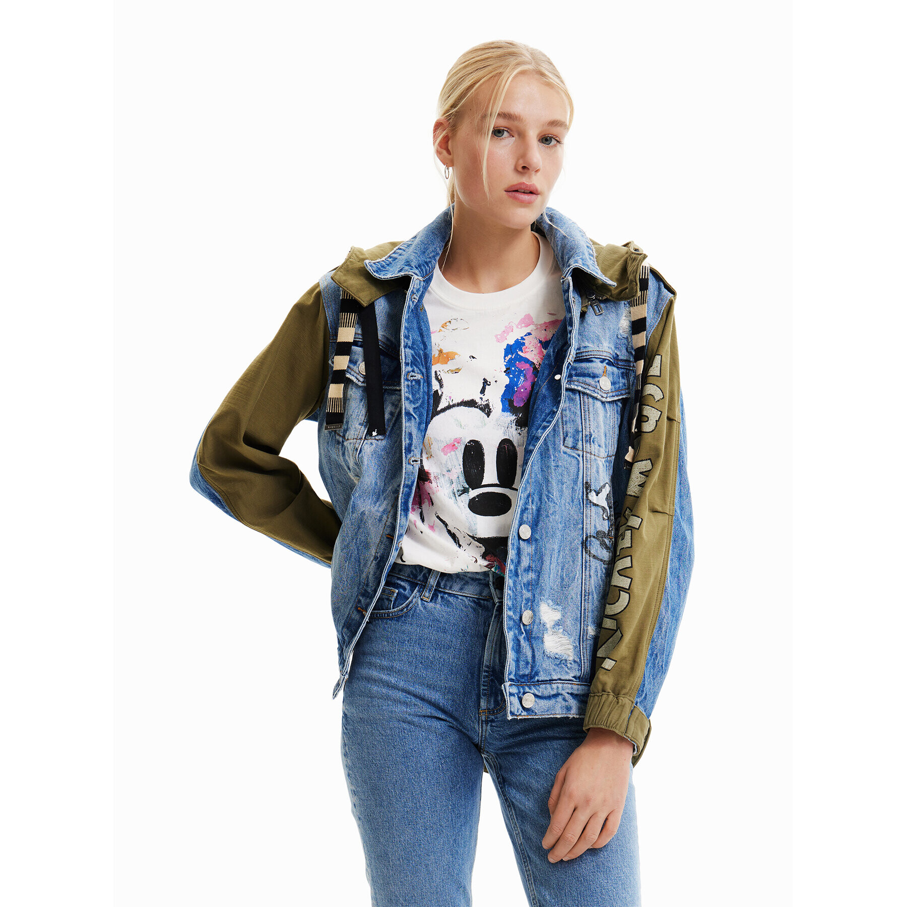 Desigual Дънково яке DISNEY Mickey 23SWEW49 Зелен Regular Fit - Pepit.bg