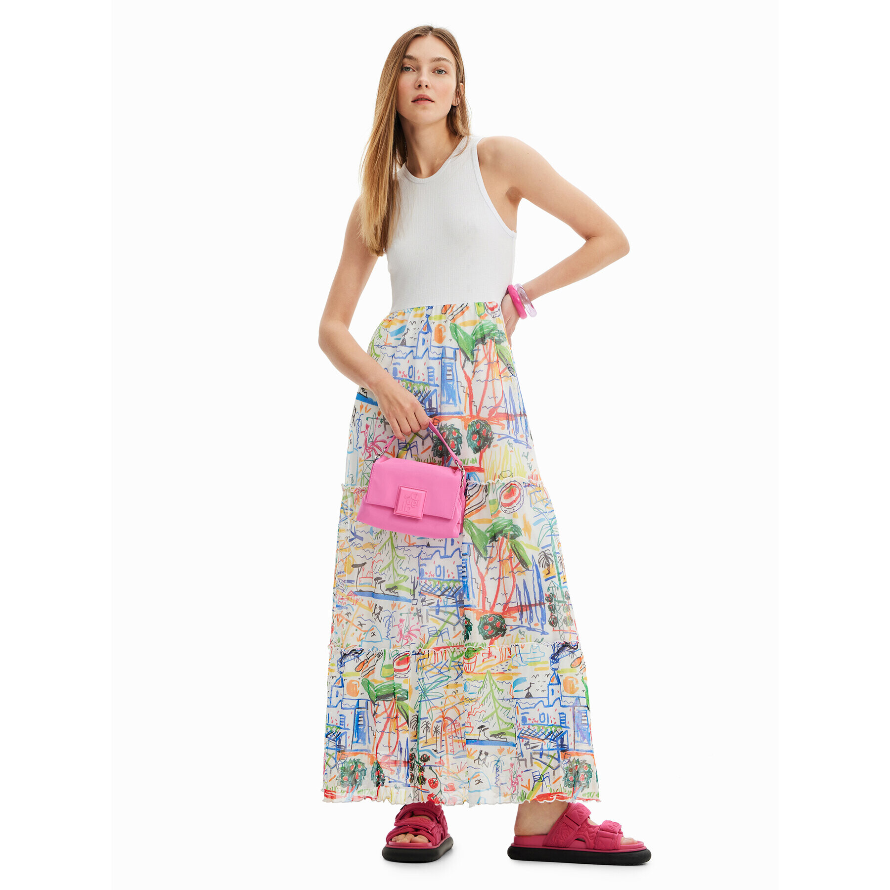 Desigual Ежедневна рокля 23SWVK91 Бял Regular Fit - Pepit.bg